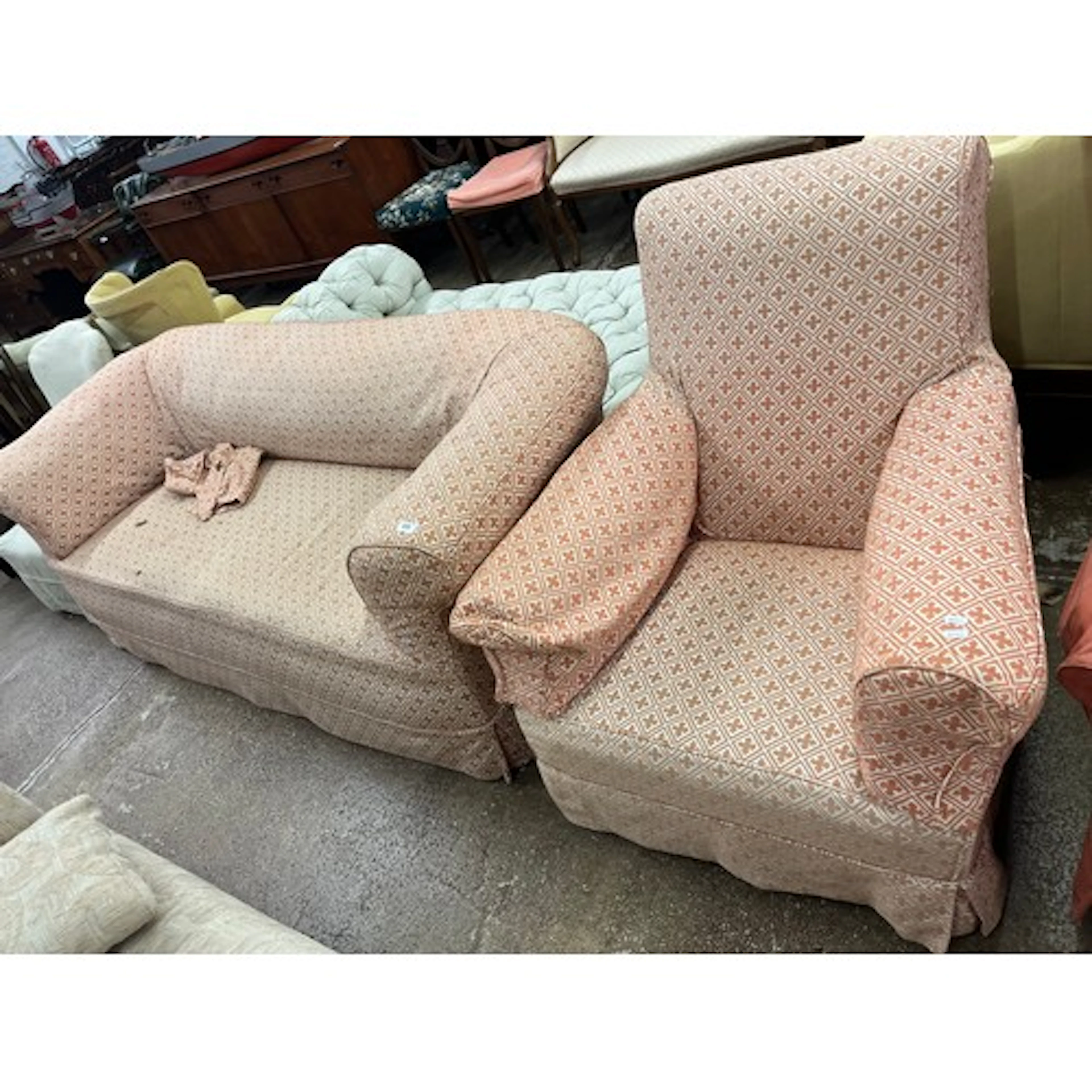 Victorian scroll arm Chesterfield sofa on turned supports wi...