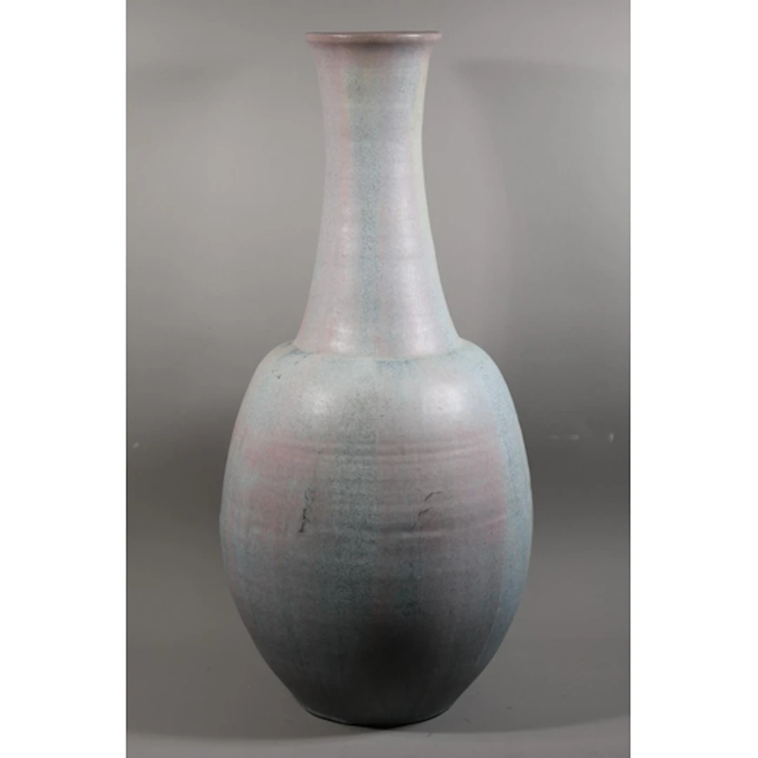 Large Studio Pottery pot-bellied vase, 77cm high.