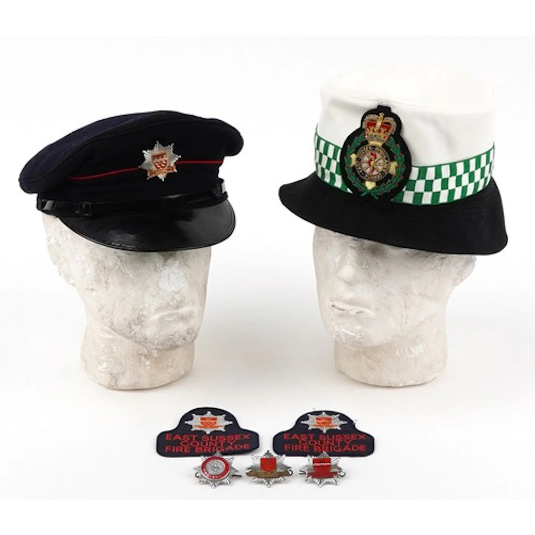 East Sussex Fire & Rescue service visor cap with three cap b...