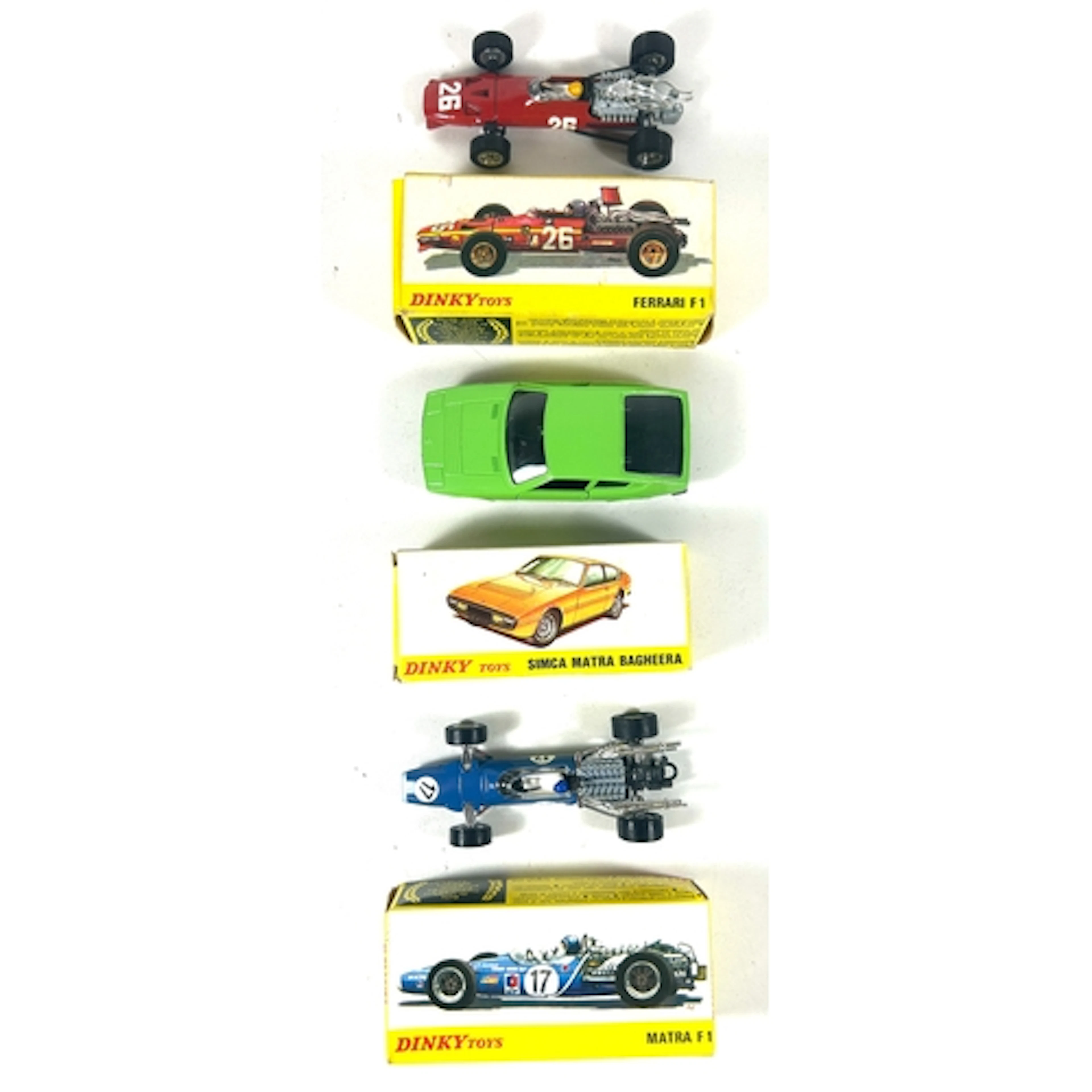 3 French Dinky Toys. Simca Matra Bagheera (011454). Plus 2x ...