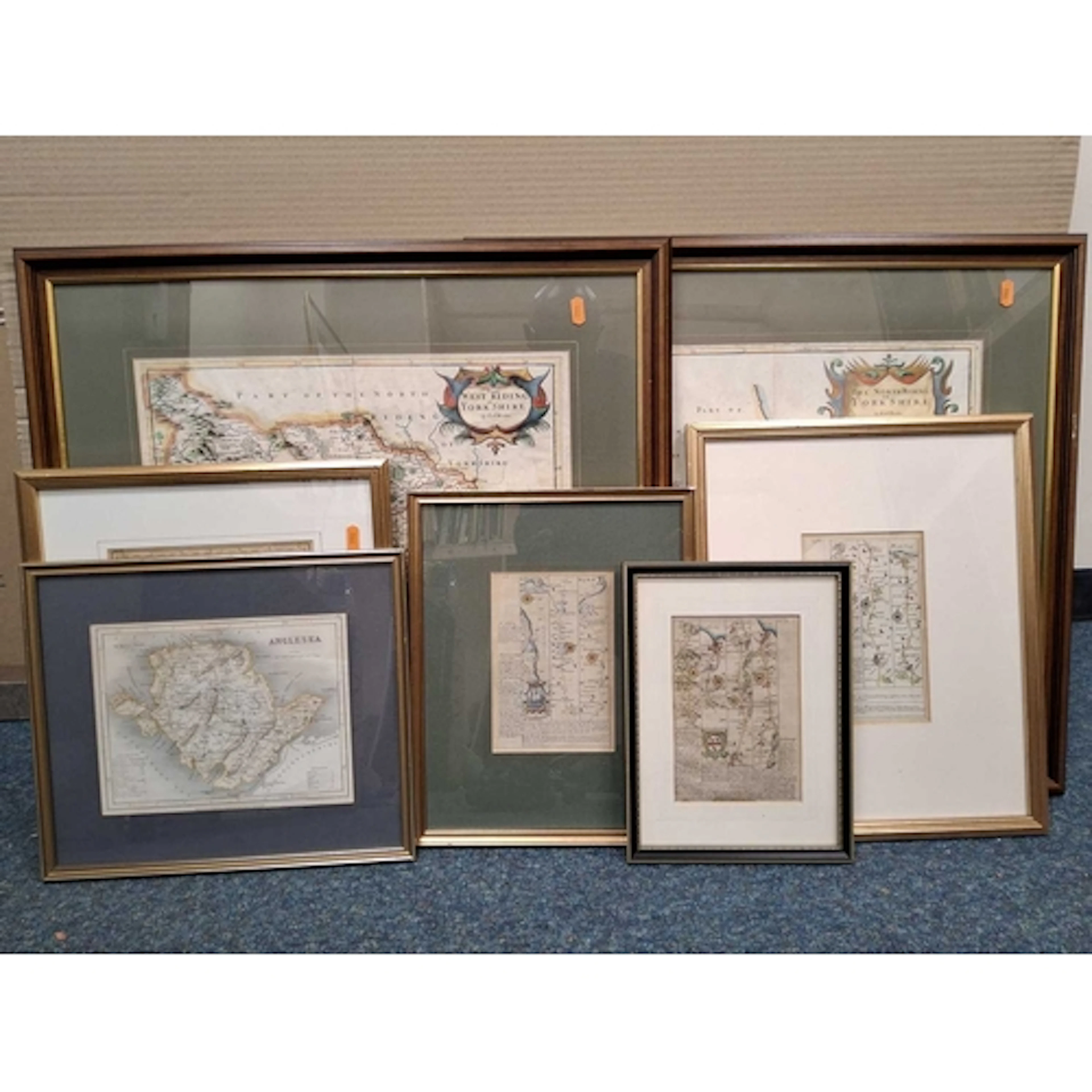 SEVEN FRAMED ANTIQUE MAPS, comprising of two Robert Morden m...