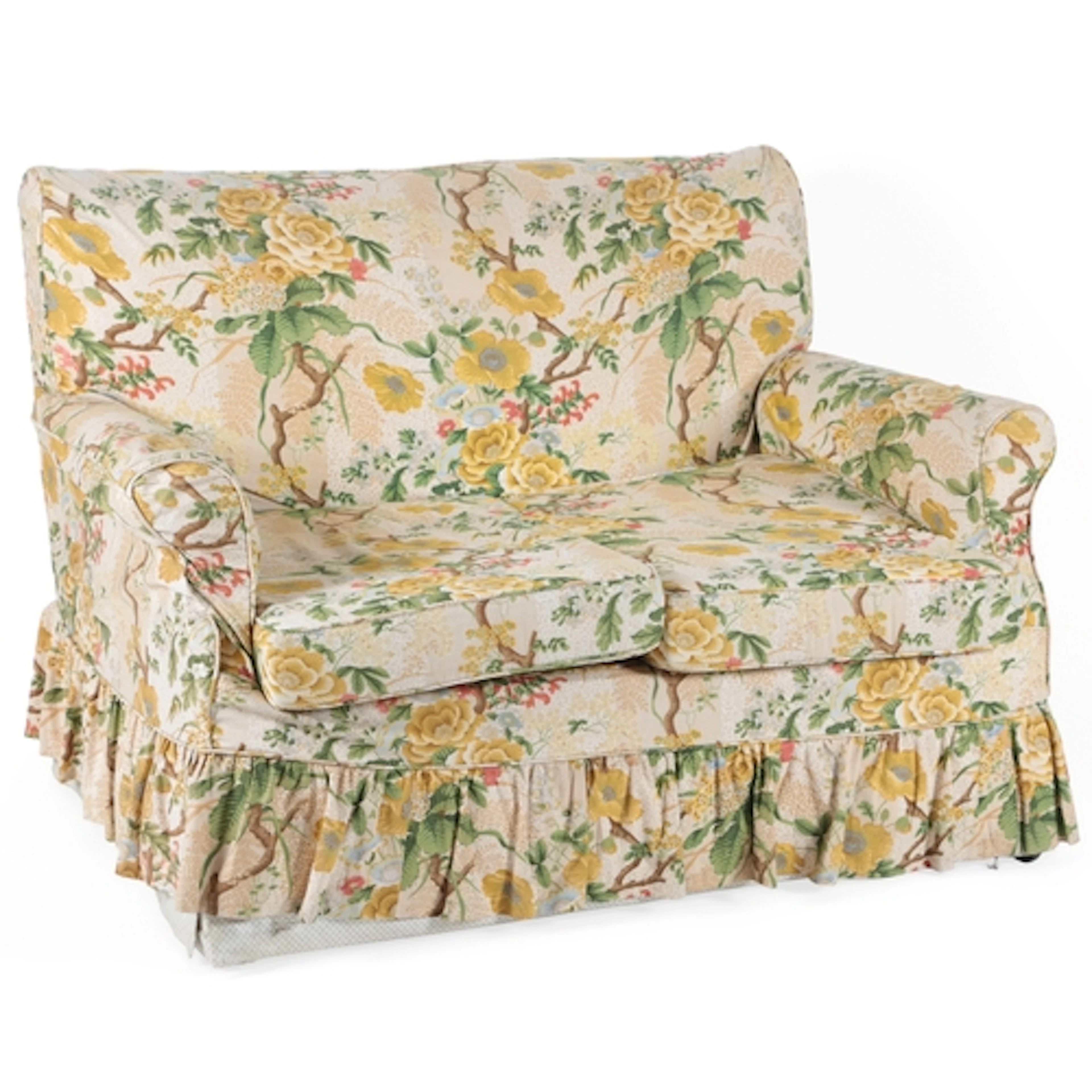 A Colefax & Fowler floral chintz fabric covered sofa, with o...