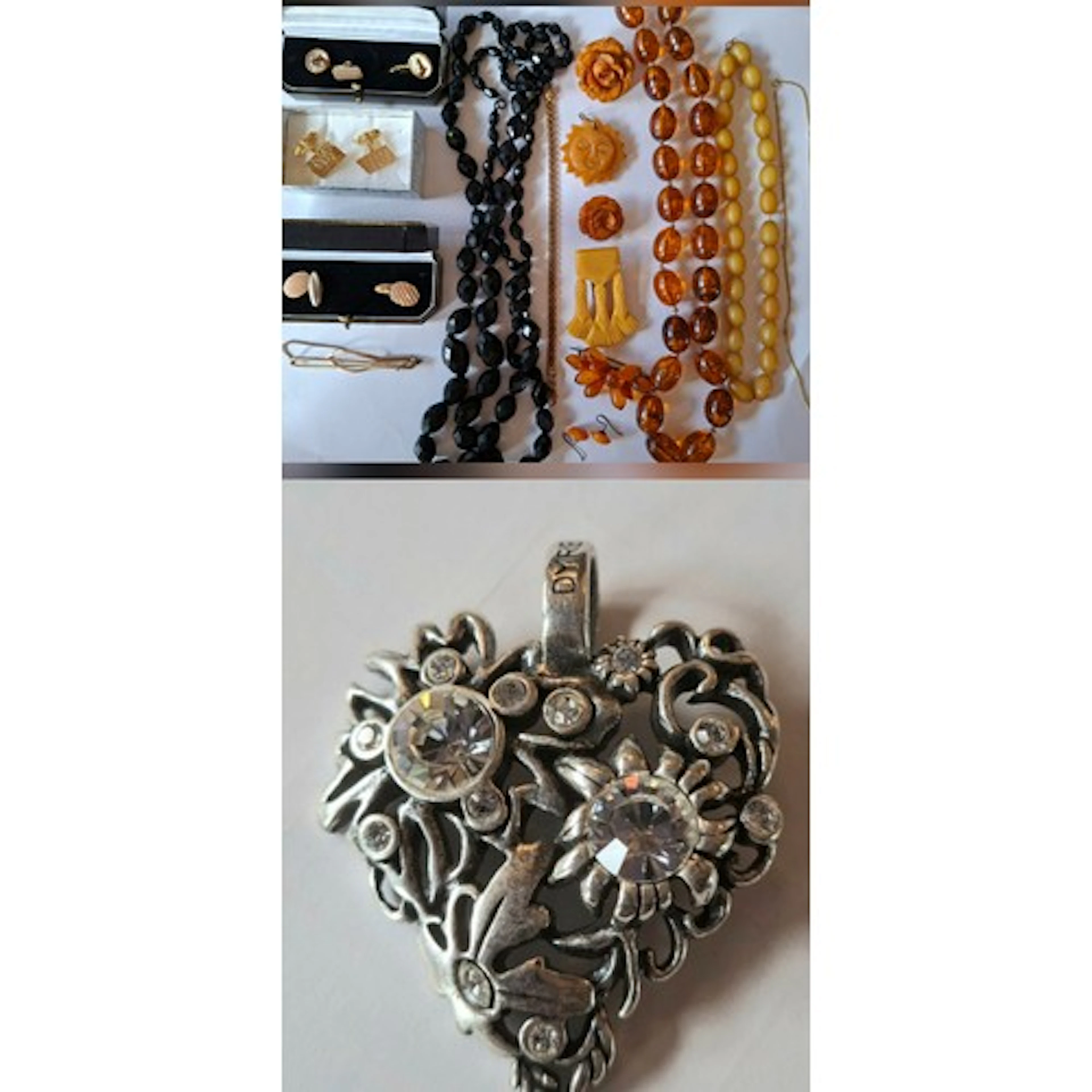 A Scandanavian white metal Dyrberg/Kern heart pendant with i...