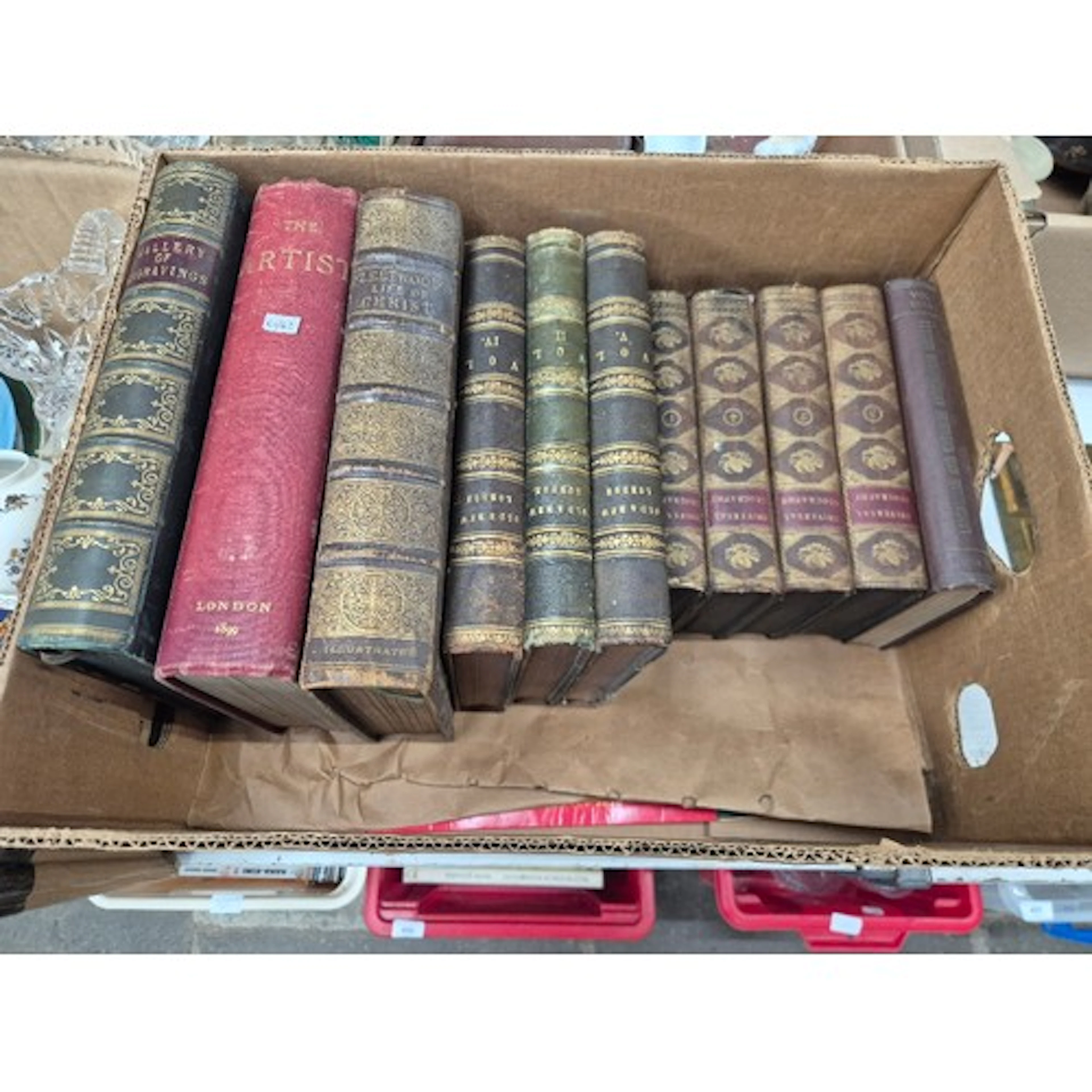 A box of books to include Old and New London, The Artist, Ga...