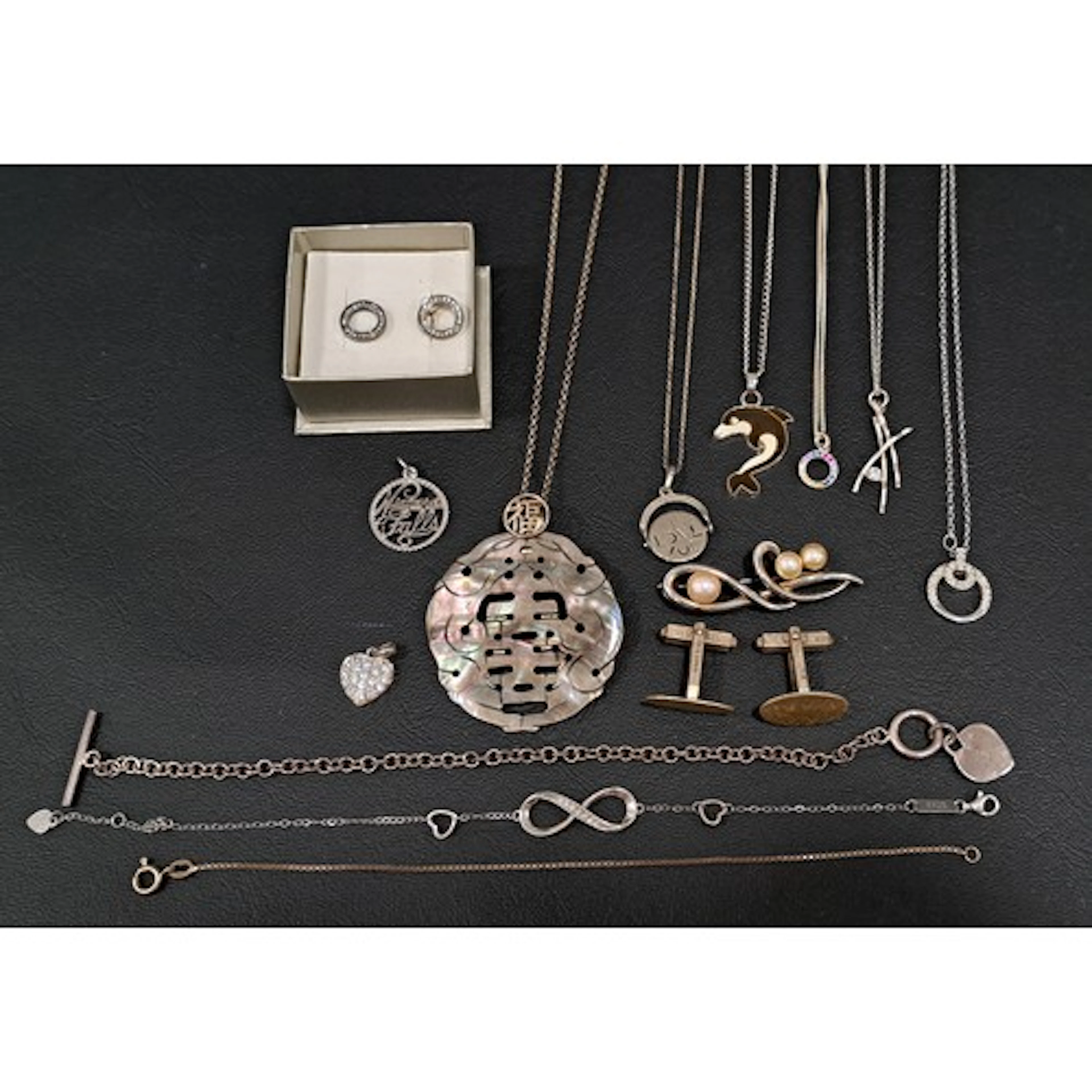 SELECTION OF SILVER AND FASHION JEWELLERY including a pair o...