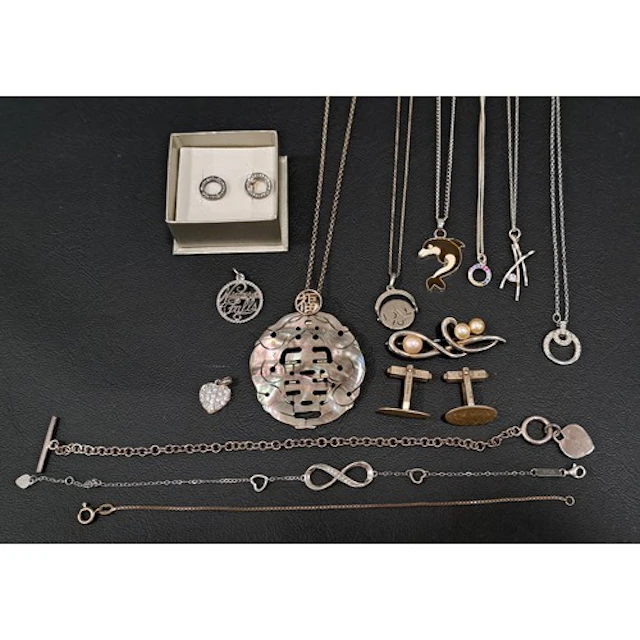 SELECTION OF SILVER AND FASHION JEWELLERY including a pair o...