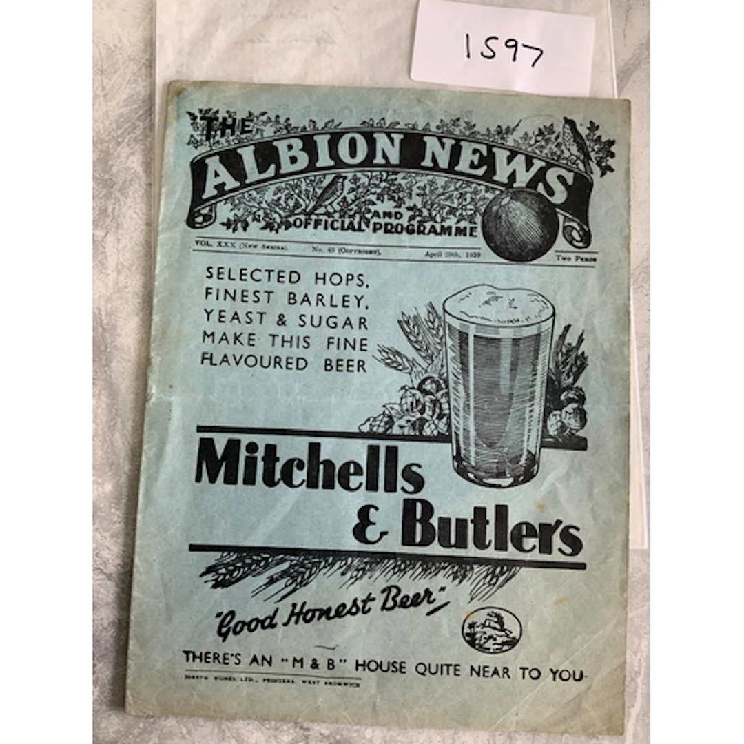 38/39 West Brom v Norwich City Football Programme: Good cond...