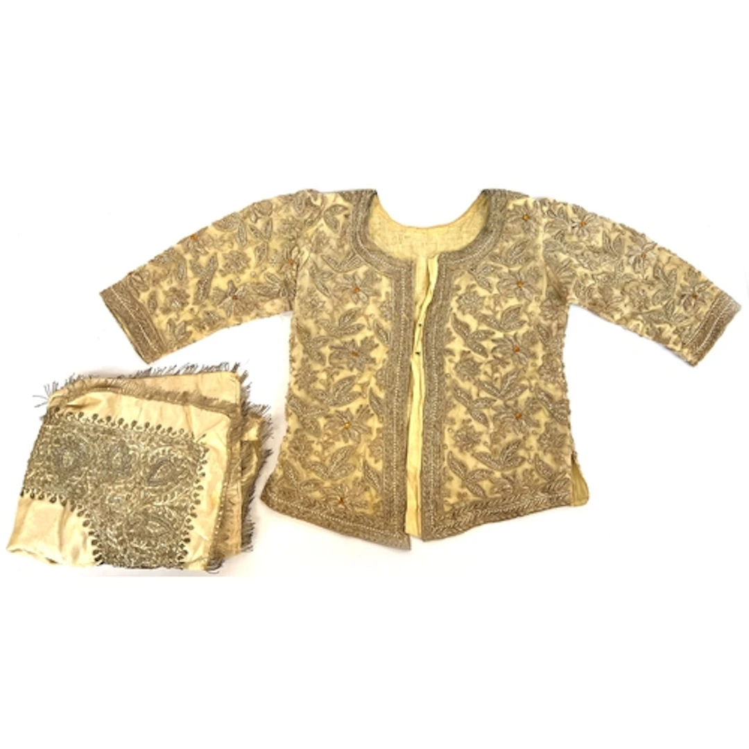 A vintage Indian Zardozi embroidered top; together with a za...