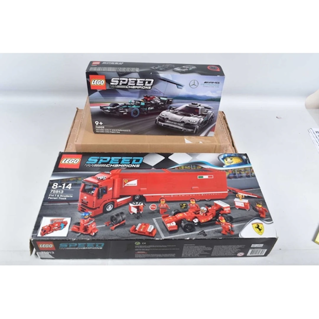 TWO BOXED SPEED CHAMPIONS LEGO SETS AND TWO WICKED BRICK DIS...