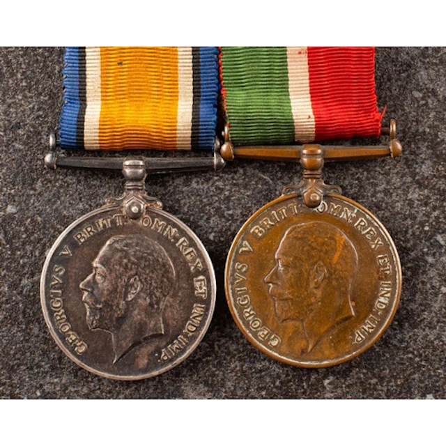 A WWI Pair to 'Douglas White' War Medal and Mercantile Marin...