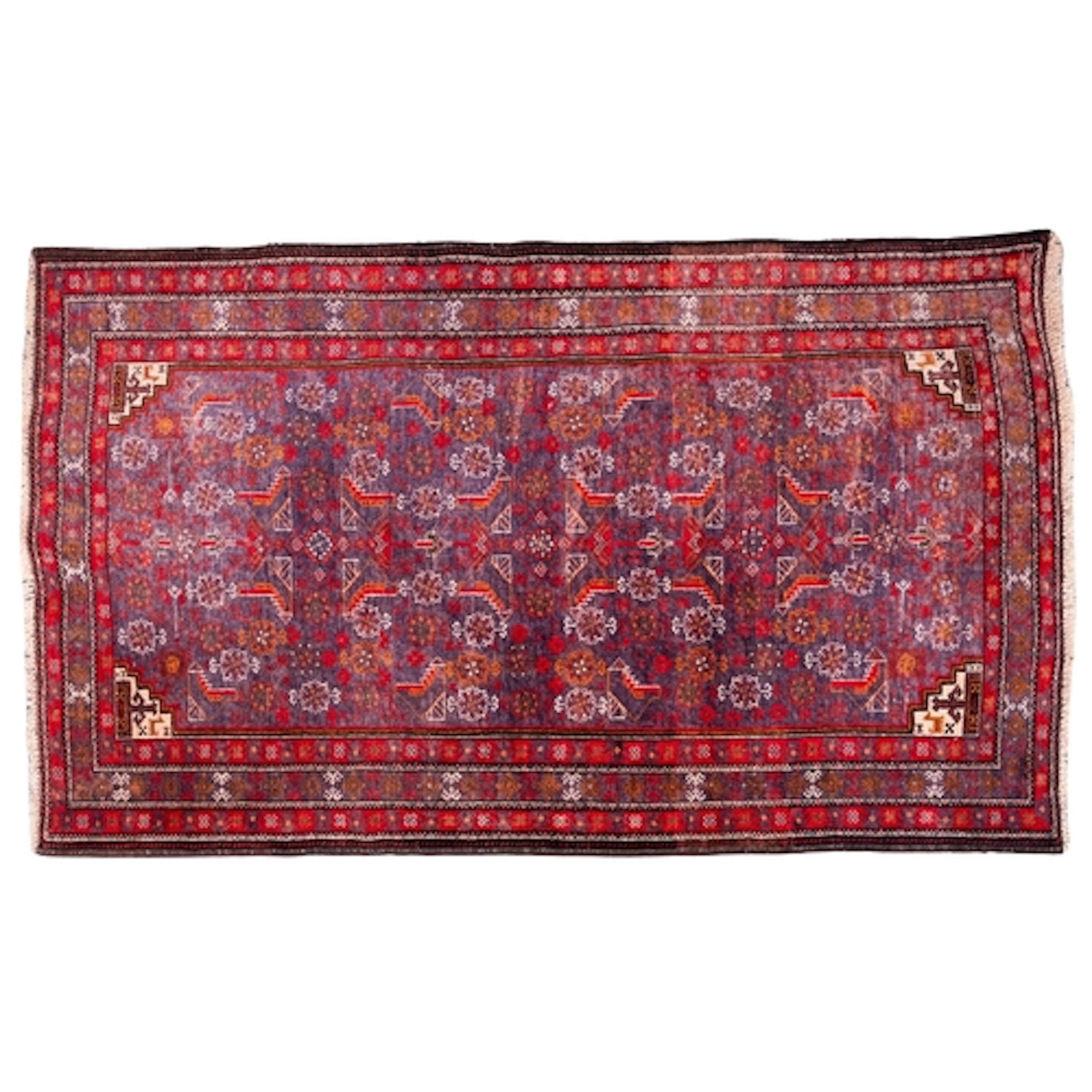 A Turkoman rug, the lilac field with all over geometric desi...