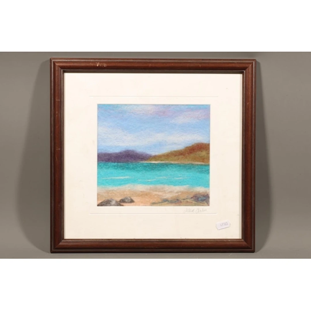 AILEEN CLARKE, Scottish west coast beach scene, needlefelt w...
