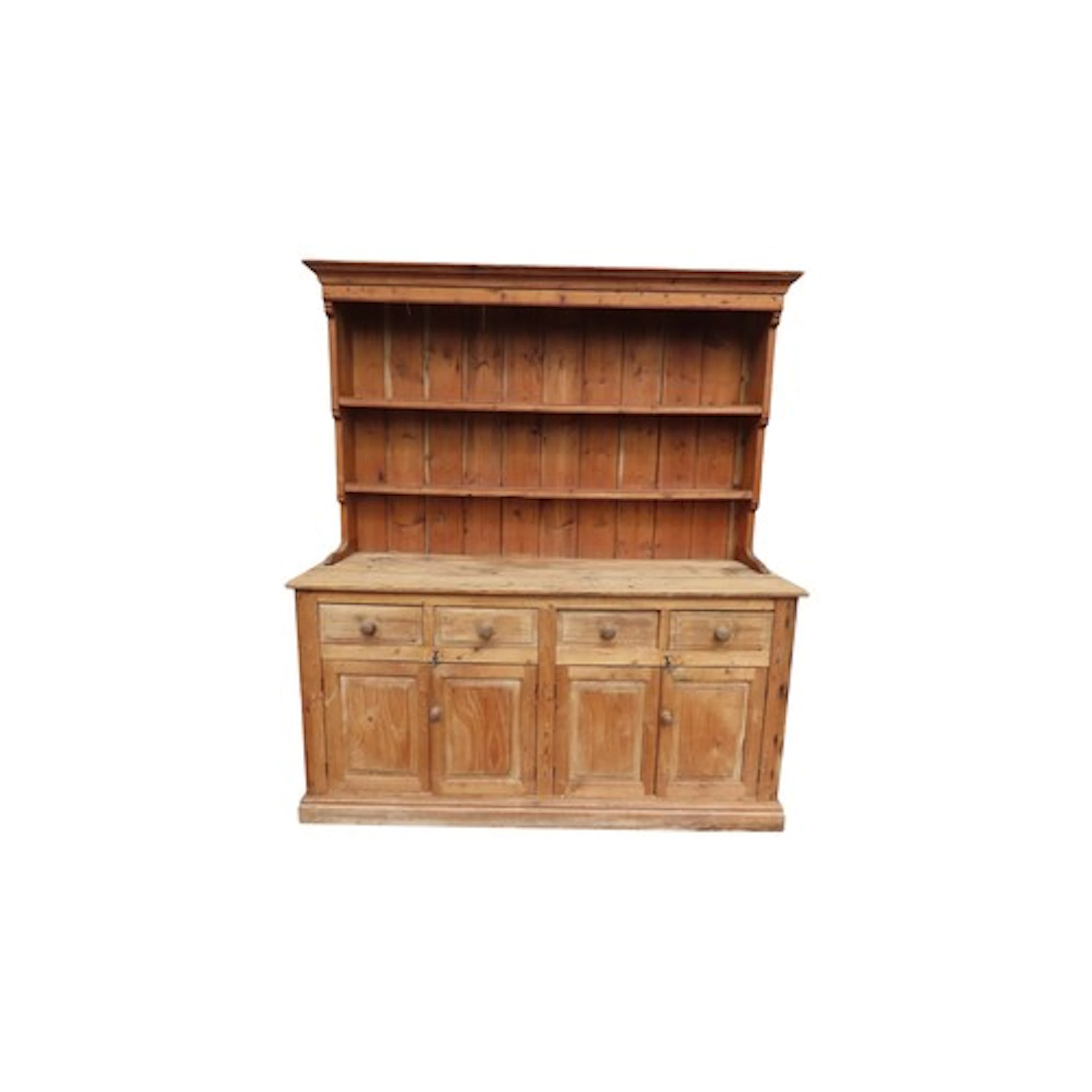 A rustic stripped pine farmhouse kitchen dresser the base en...