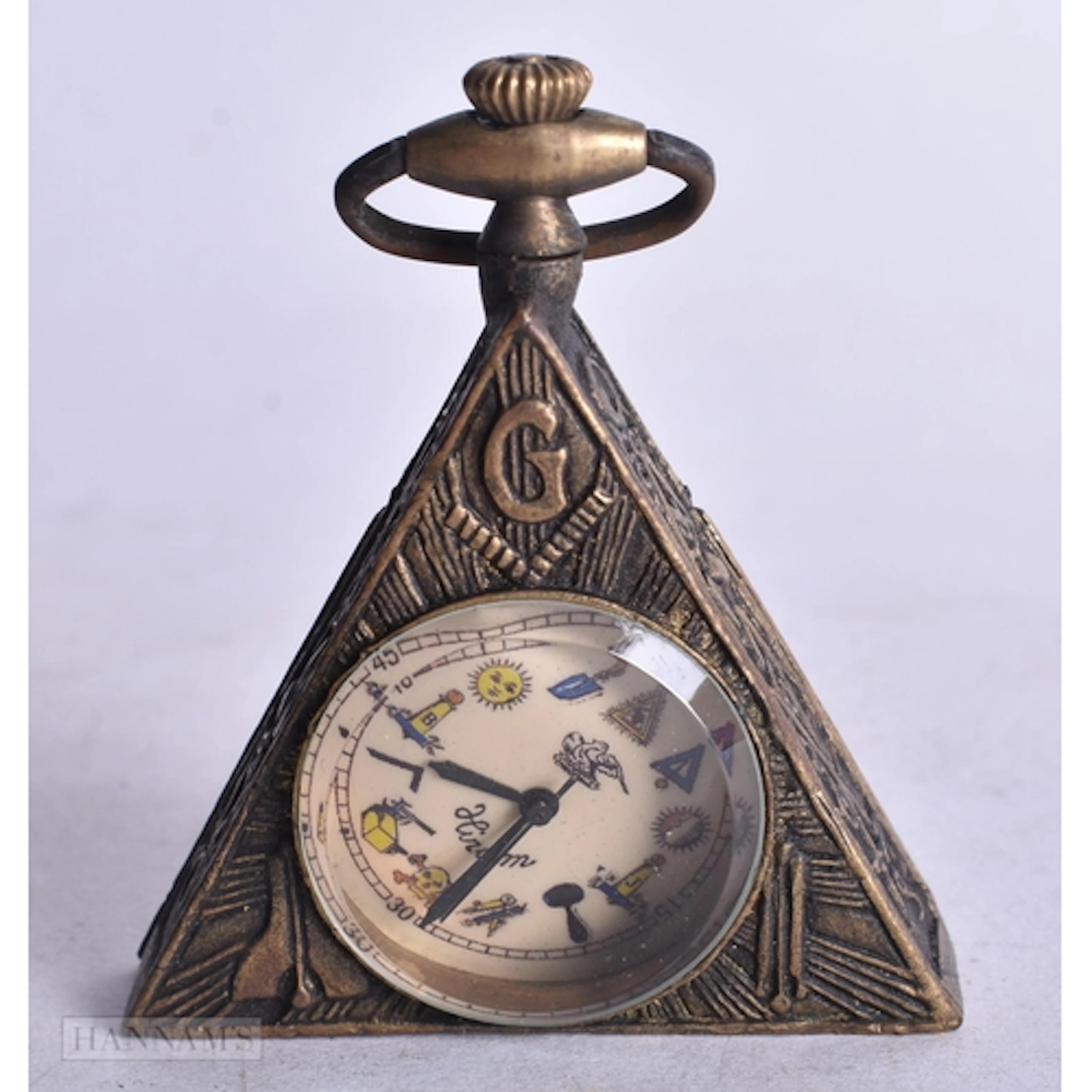 A MASONIC POCKET WATCH. 6 cm x 5 cm.