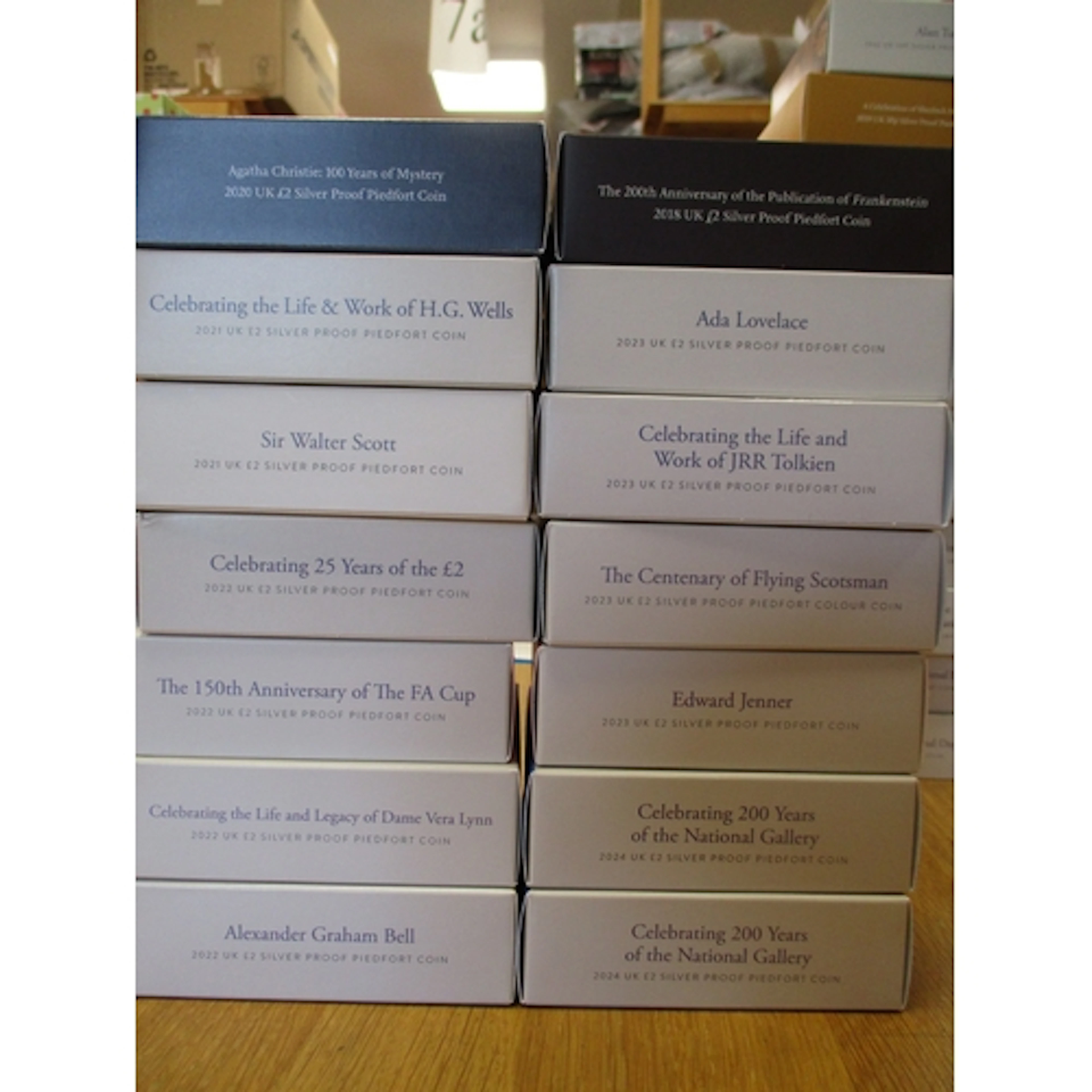 Collection of boxed silver piedfort proofs with £2 2018, 202...