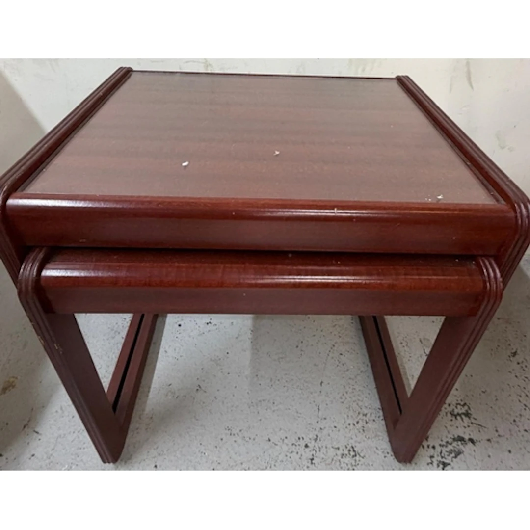 Mid-century nest of tables with glass top