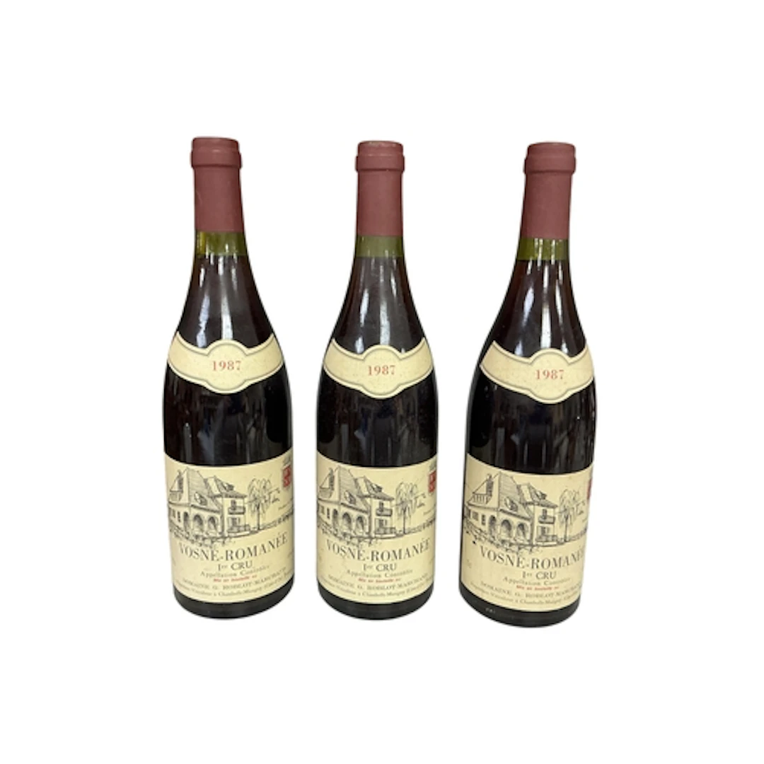 Three Bottles of Vosne Romanee 1st Cru, Roblot Marchand 1987...