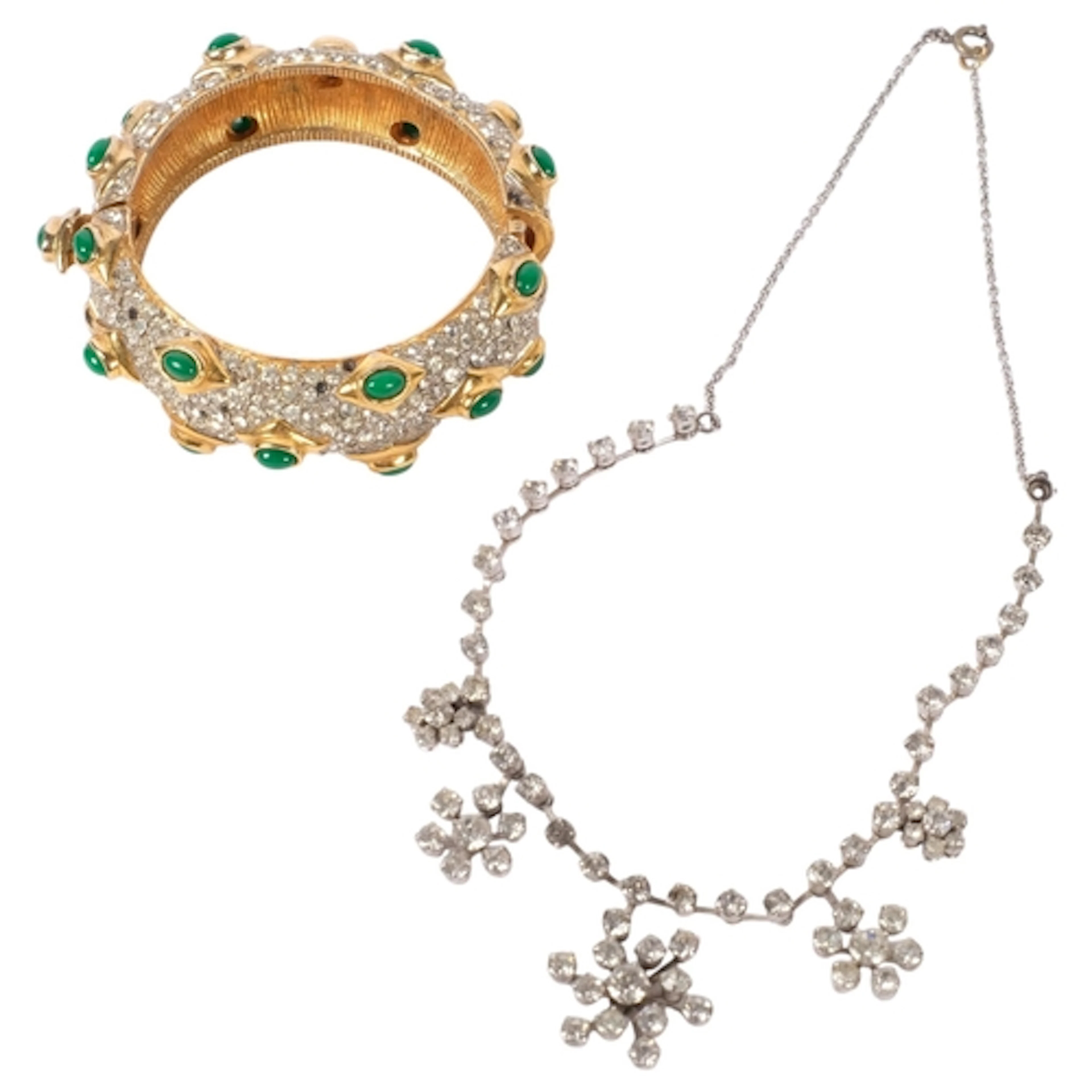 Kenneth Jay Lane, a 1960s Mughal style hinged bracelet, stam...