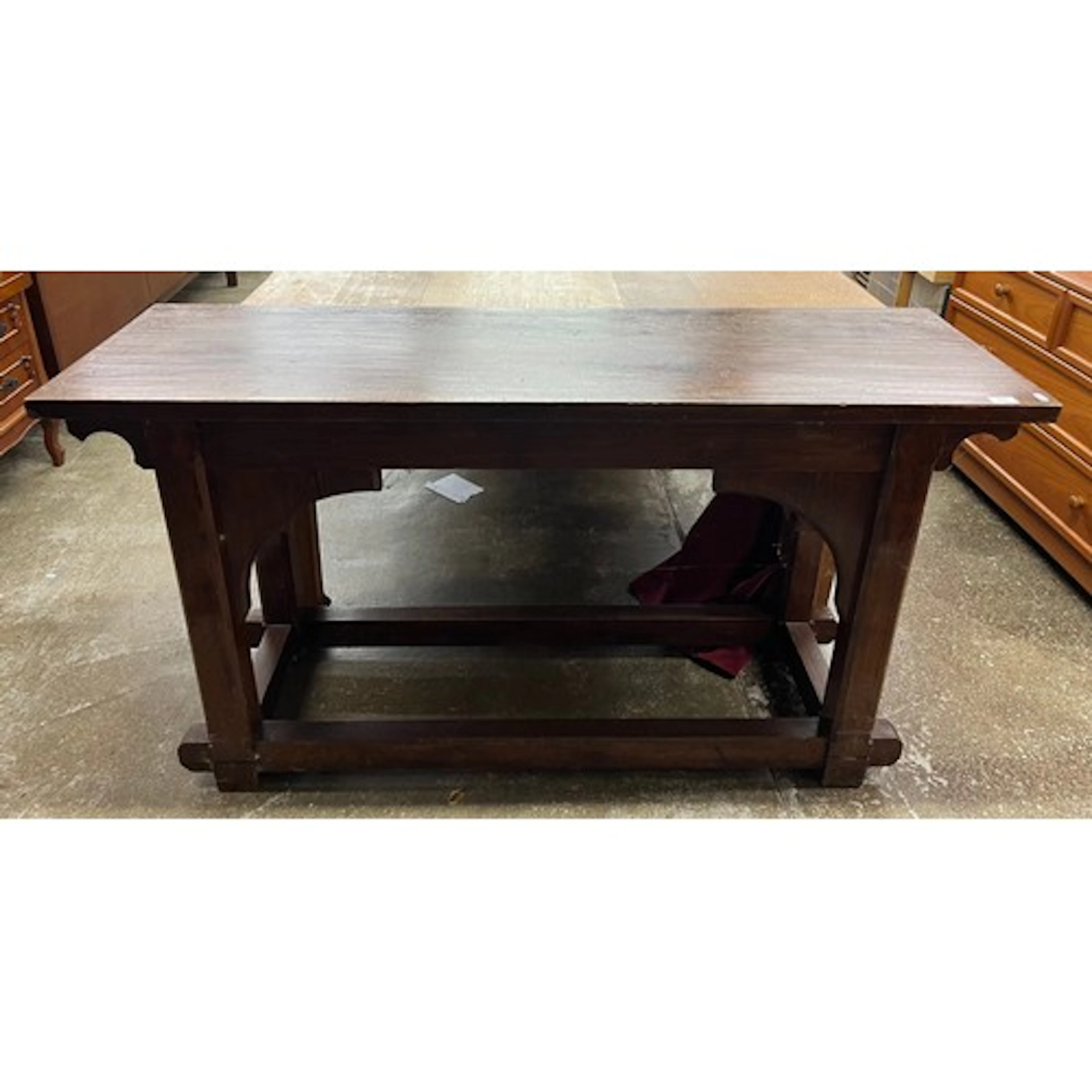19th century pitch pine rectangular topped table, 150cm L x ...