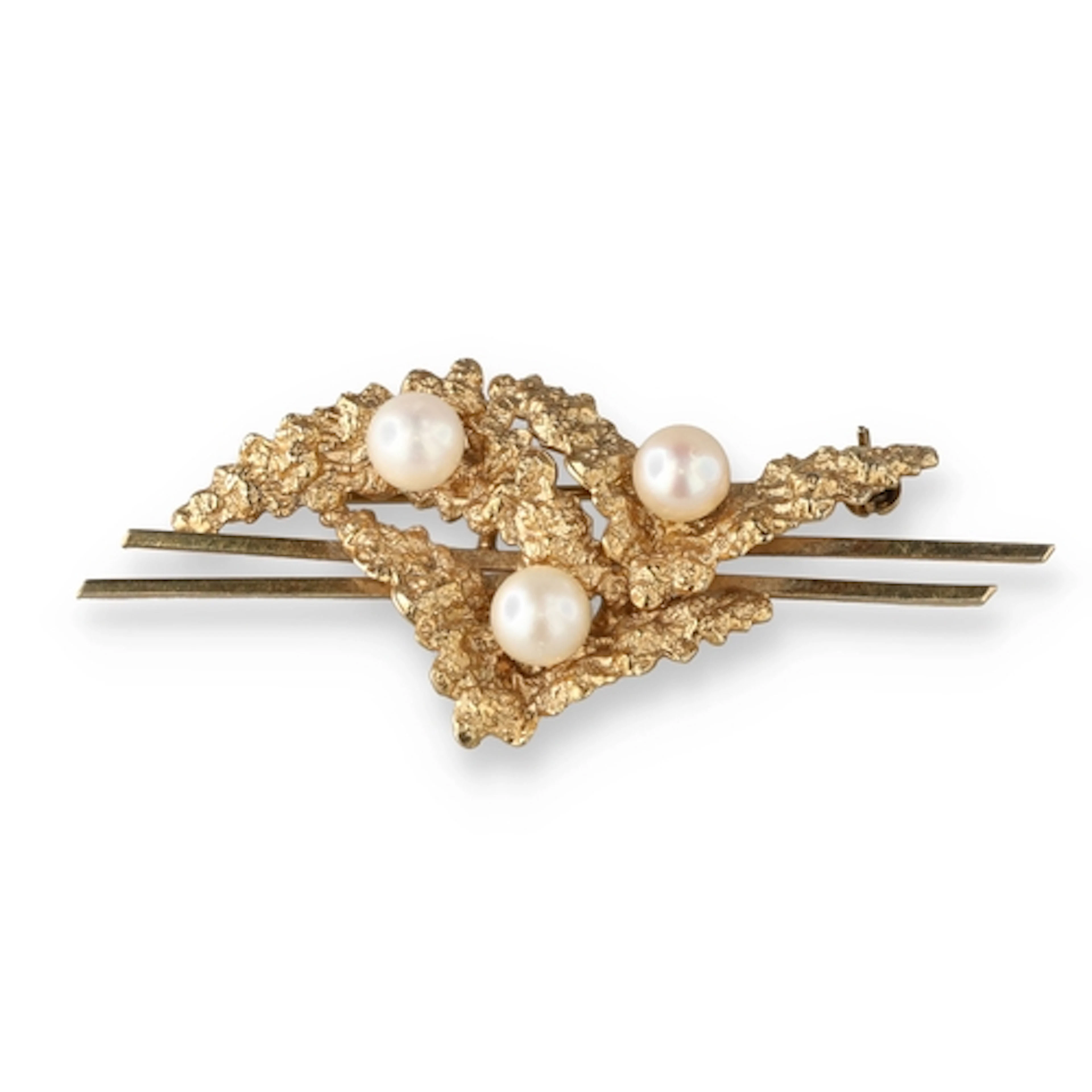 A 9CT GOLD PEARL BROOCH 5.1gms