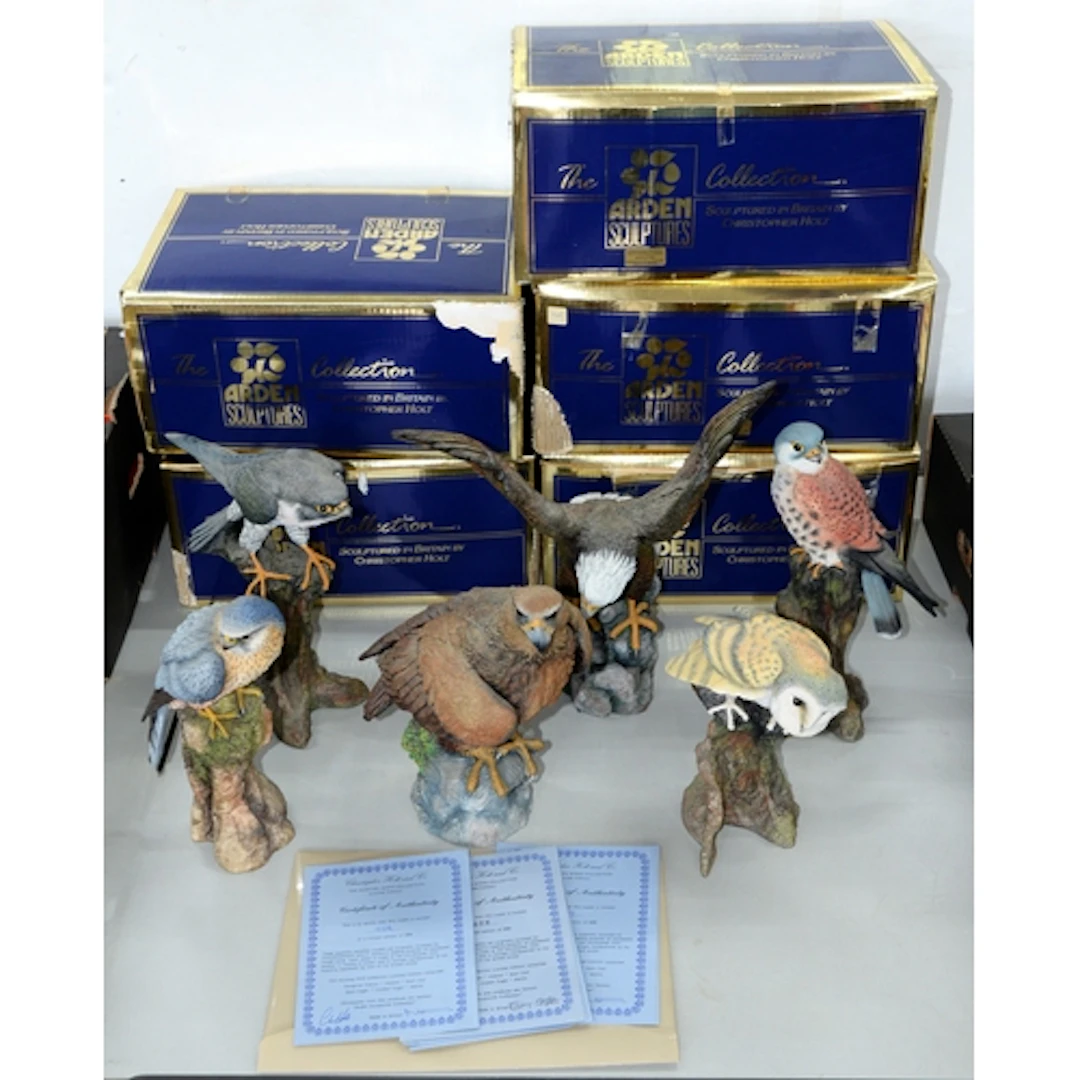 A set of six models of birds of prey from the Arden Sculptur...