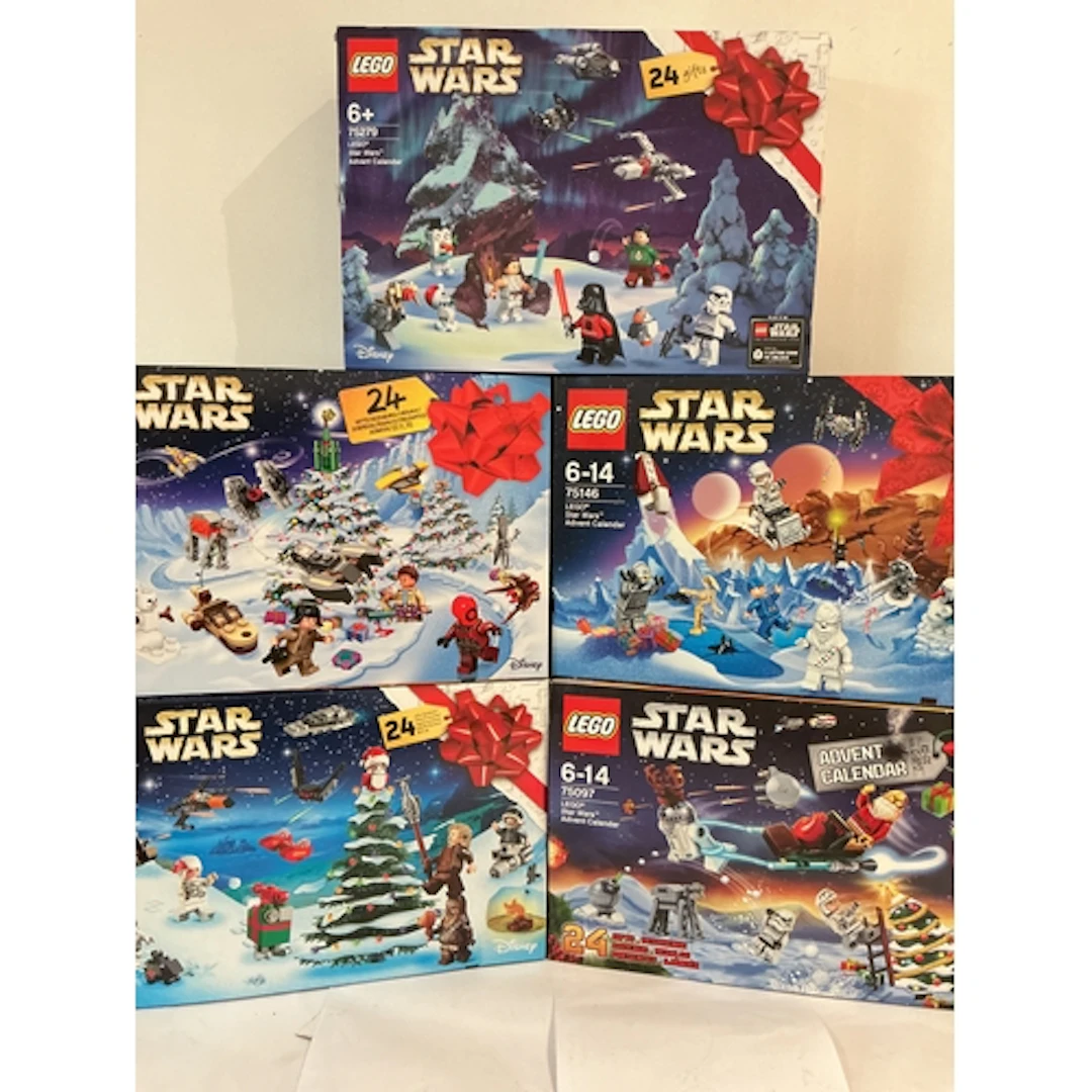 5 X Boxed Lego Star Wars Advent Calenders.