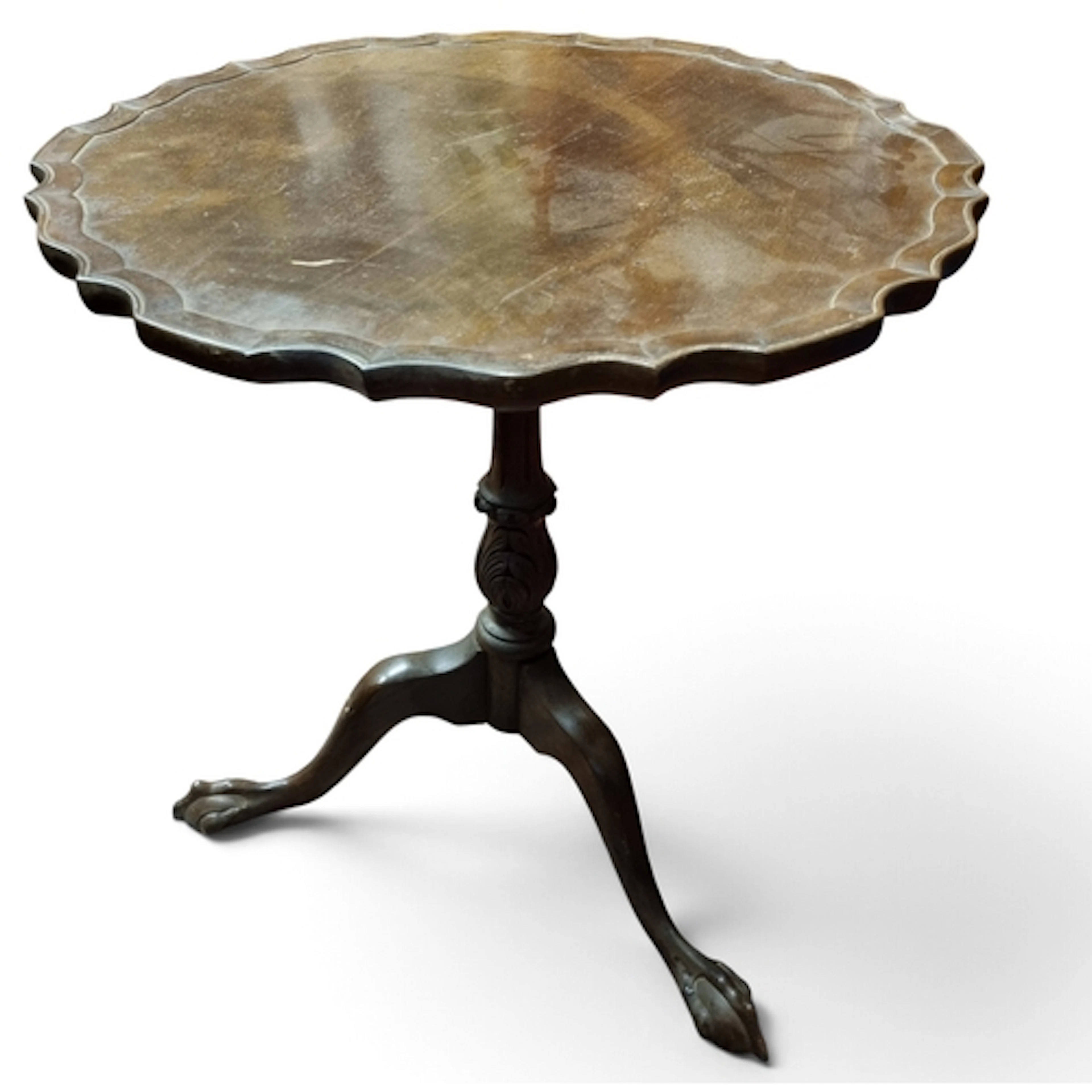 A 19th Century Mahogany scalloped edge Table on tripod suppo...