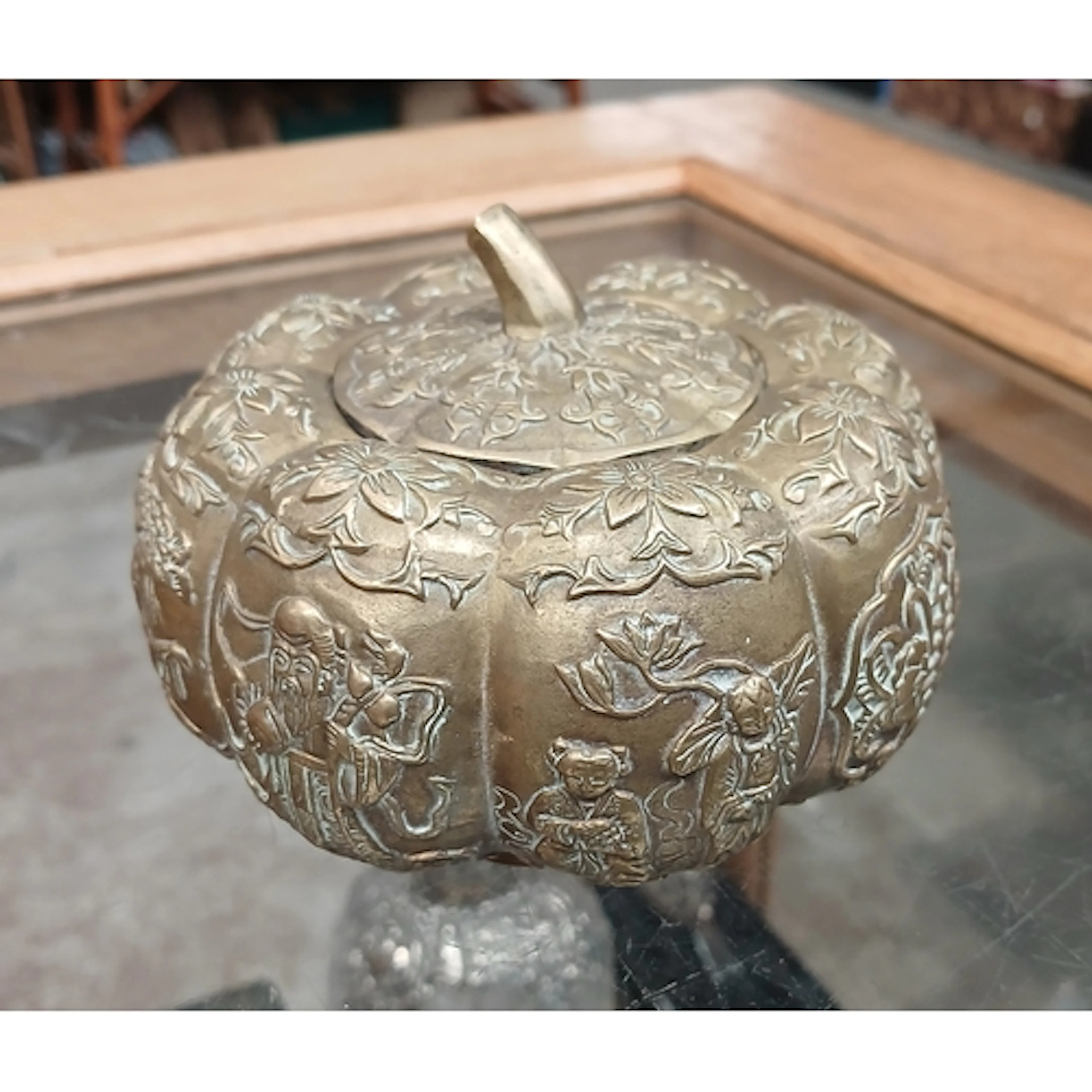 A Chinese bronze pumpkin jar, seal mark to base.