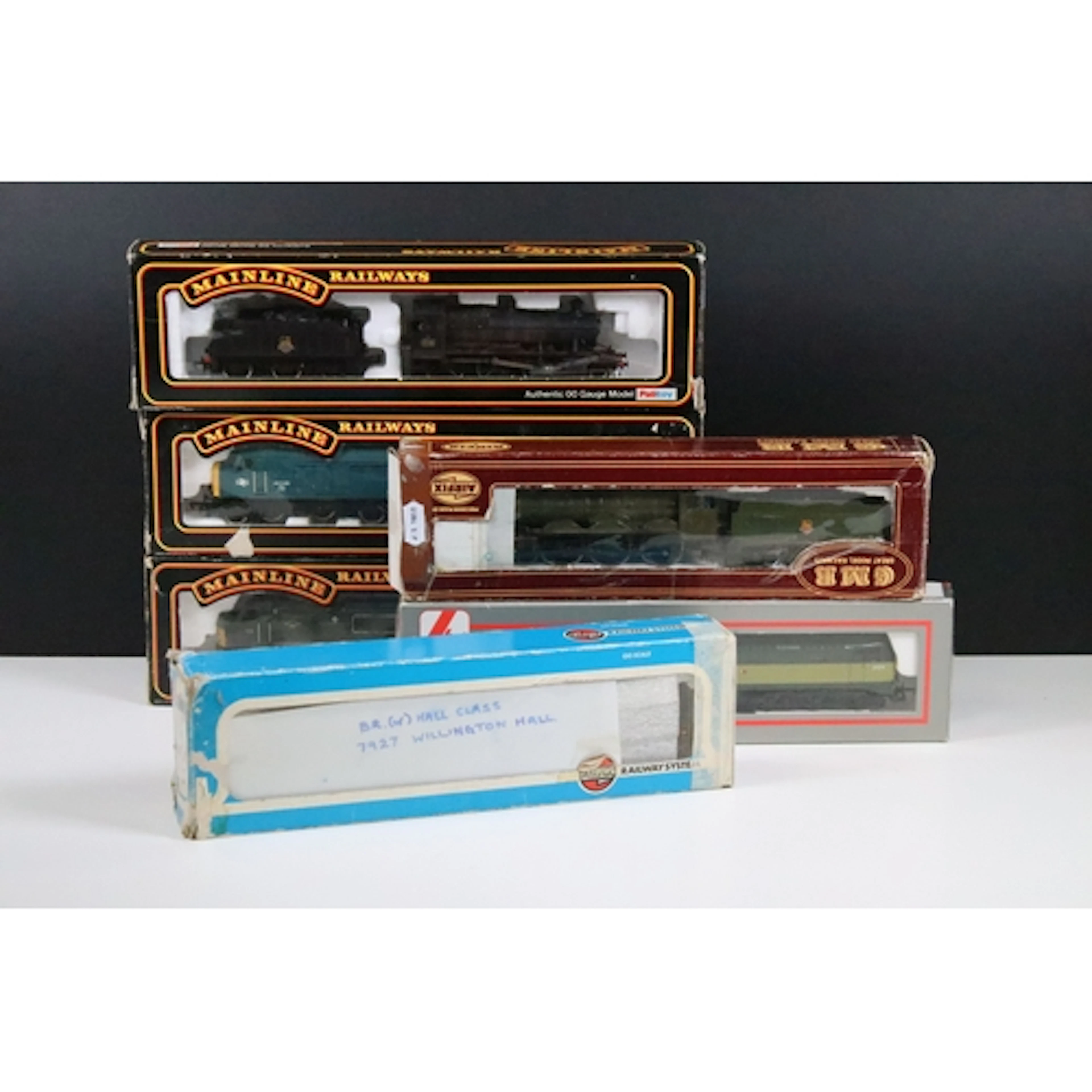 Six boxed OO gauge locomotives to include 3 x Palitoy Mainli...