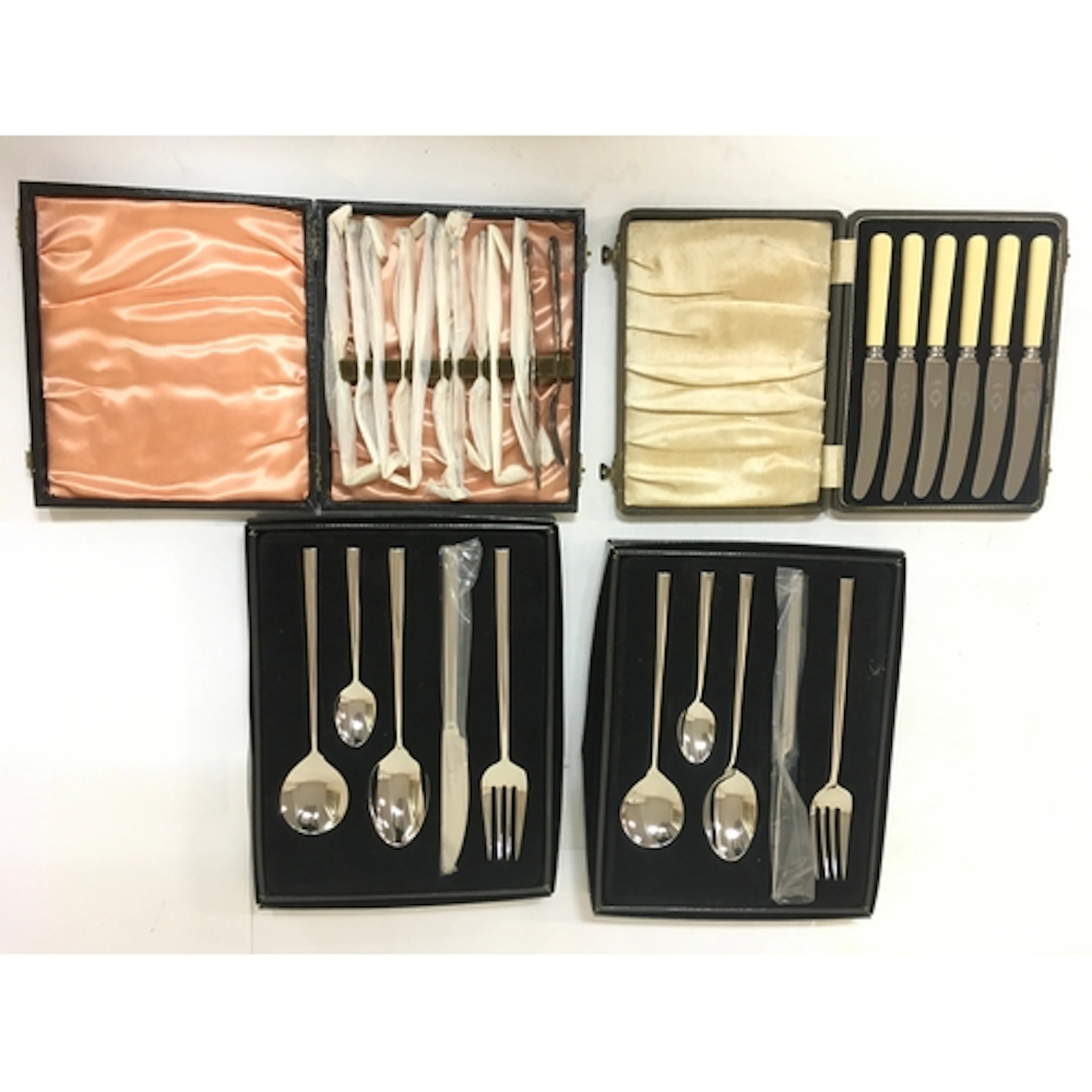 Sets of knives, forks and 2 sets of Royal Doulton 5 piece cu...