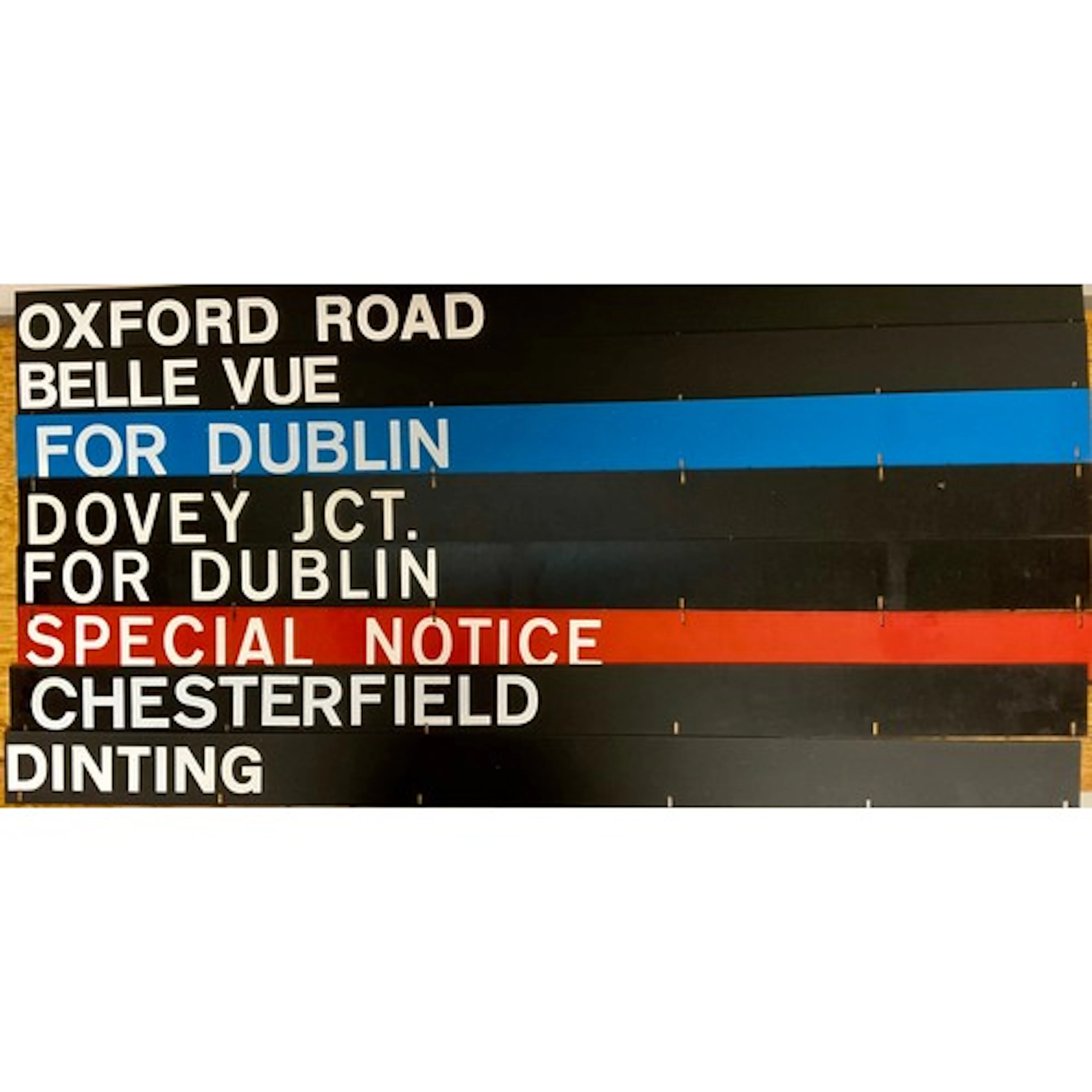 Railwayana - a collection of eight perspex station destinati...