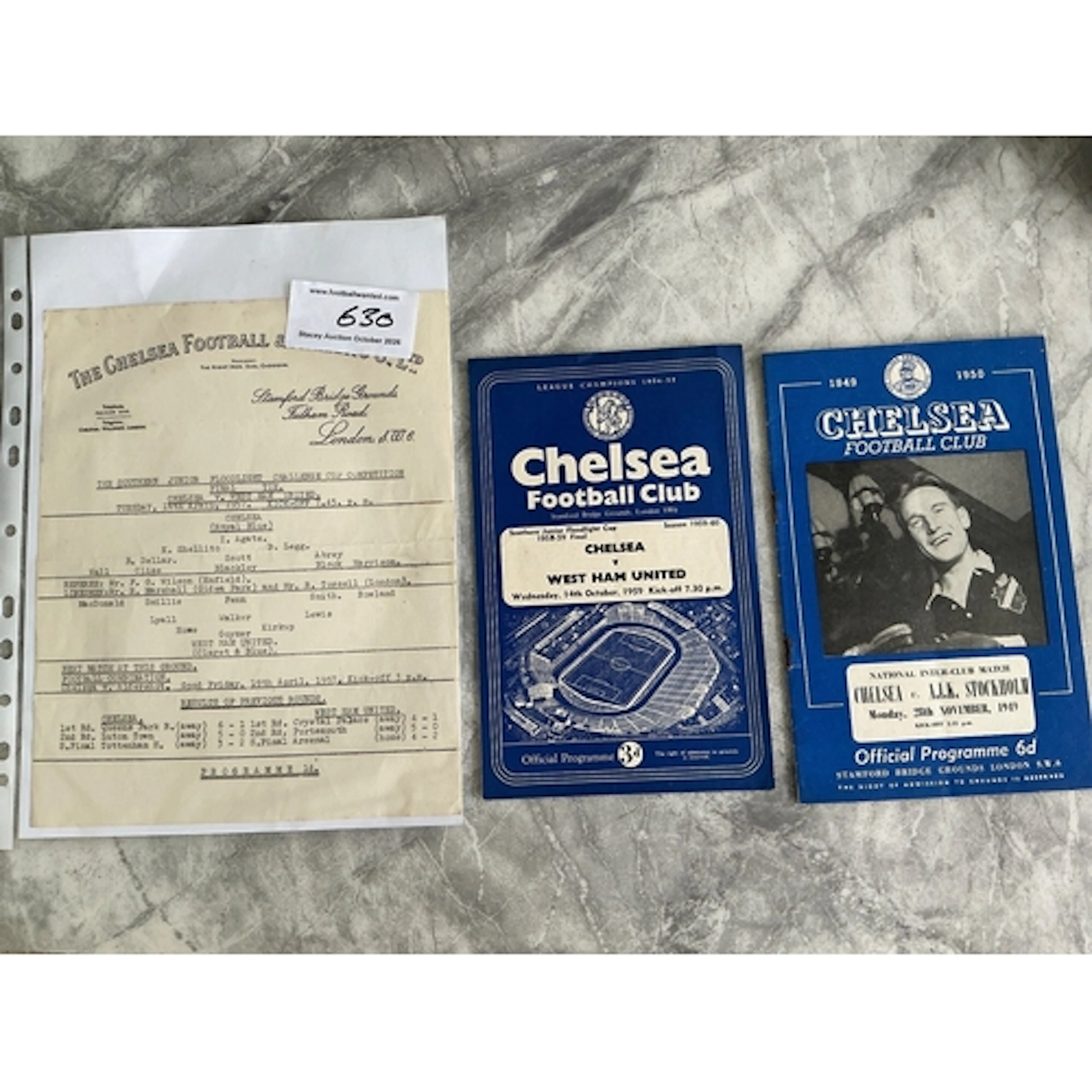 Chelsea Home Football Programmes: 56/57 + 59/60 v West Ham S...