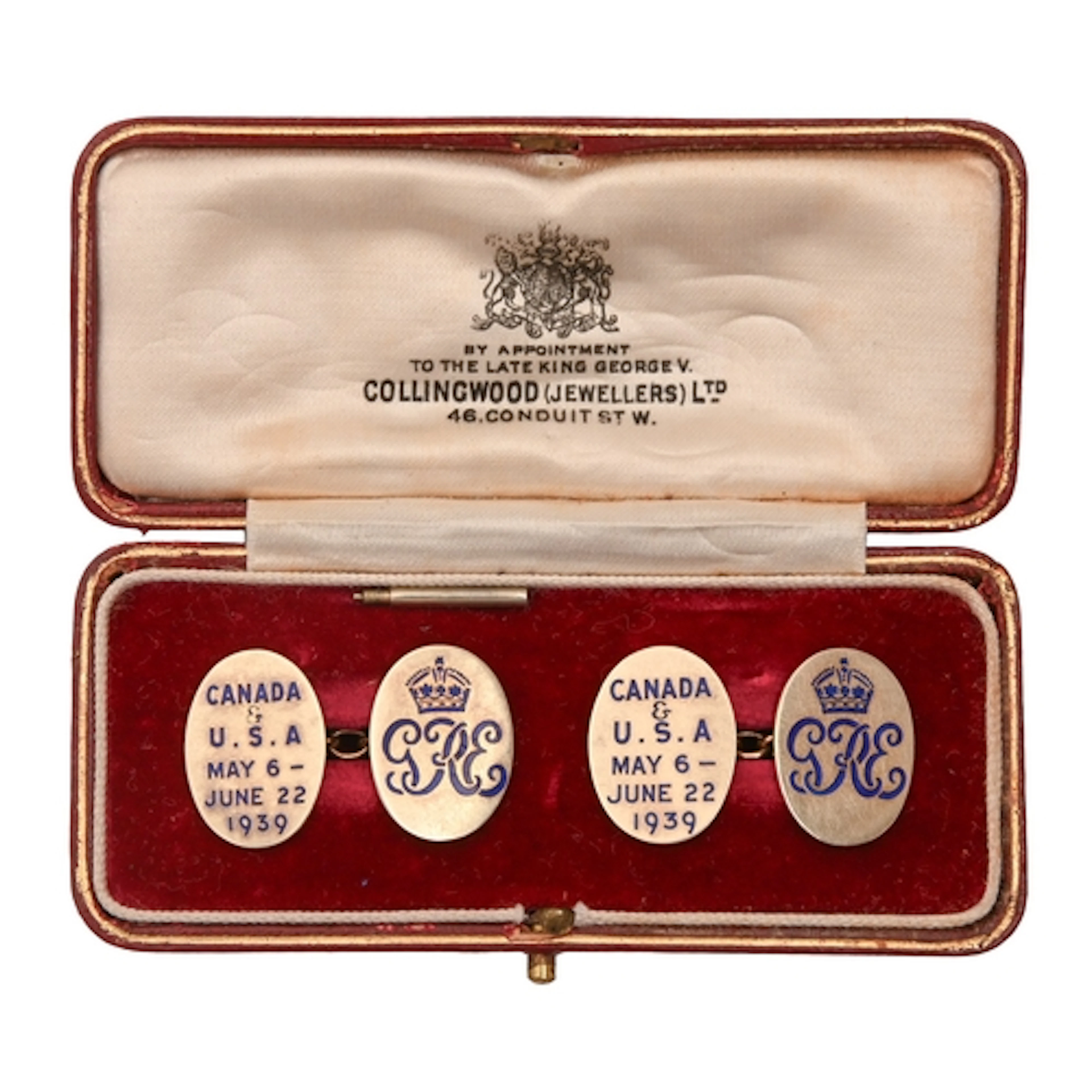 Royal. A pair of gold and enamel royal presentation cufflink...