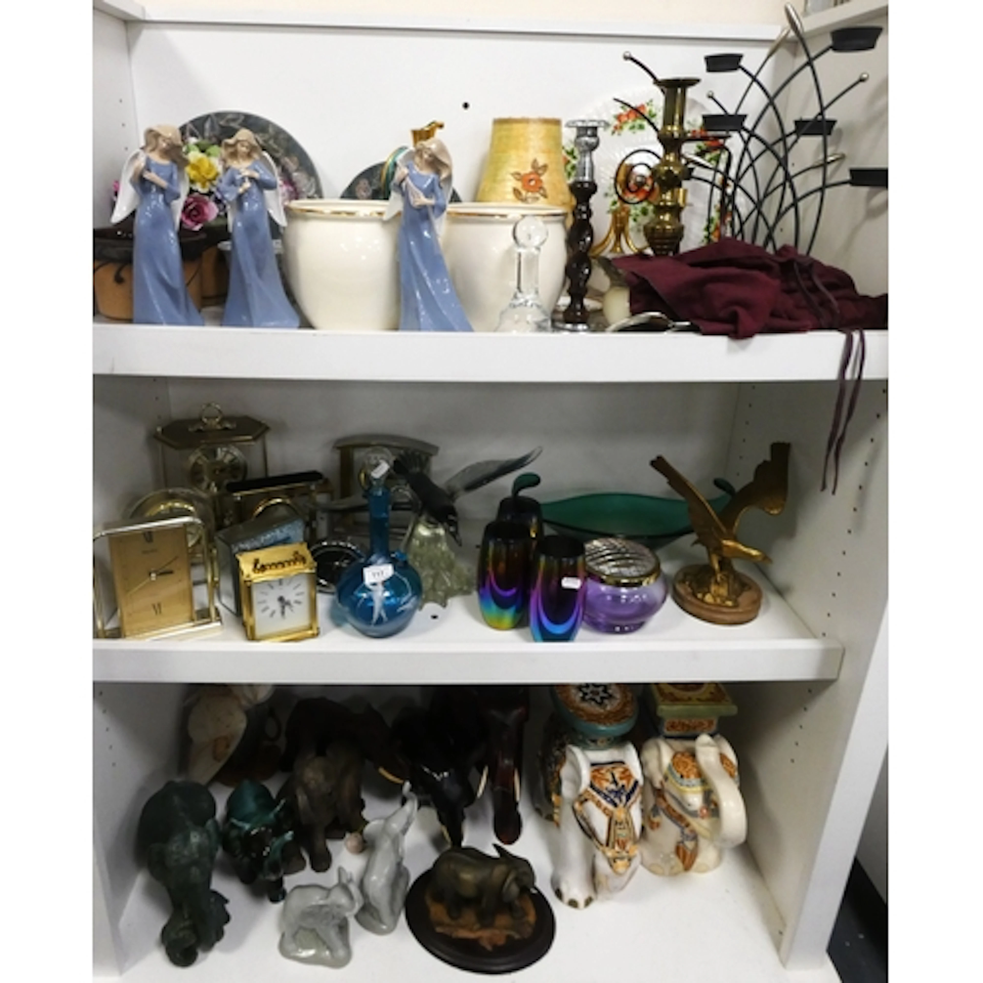 Three shelves of porcelain and ceramics to include Spanish f...