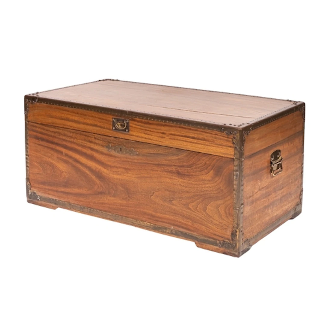 A camphor wood trunk, first half 20th century; with studded ...
