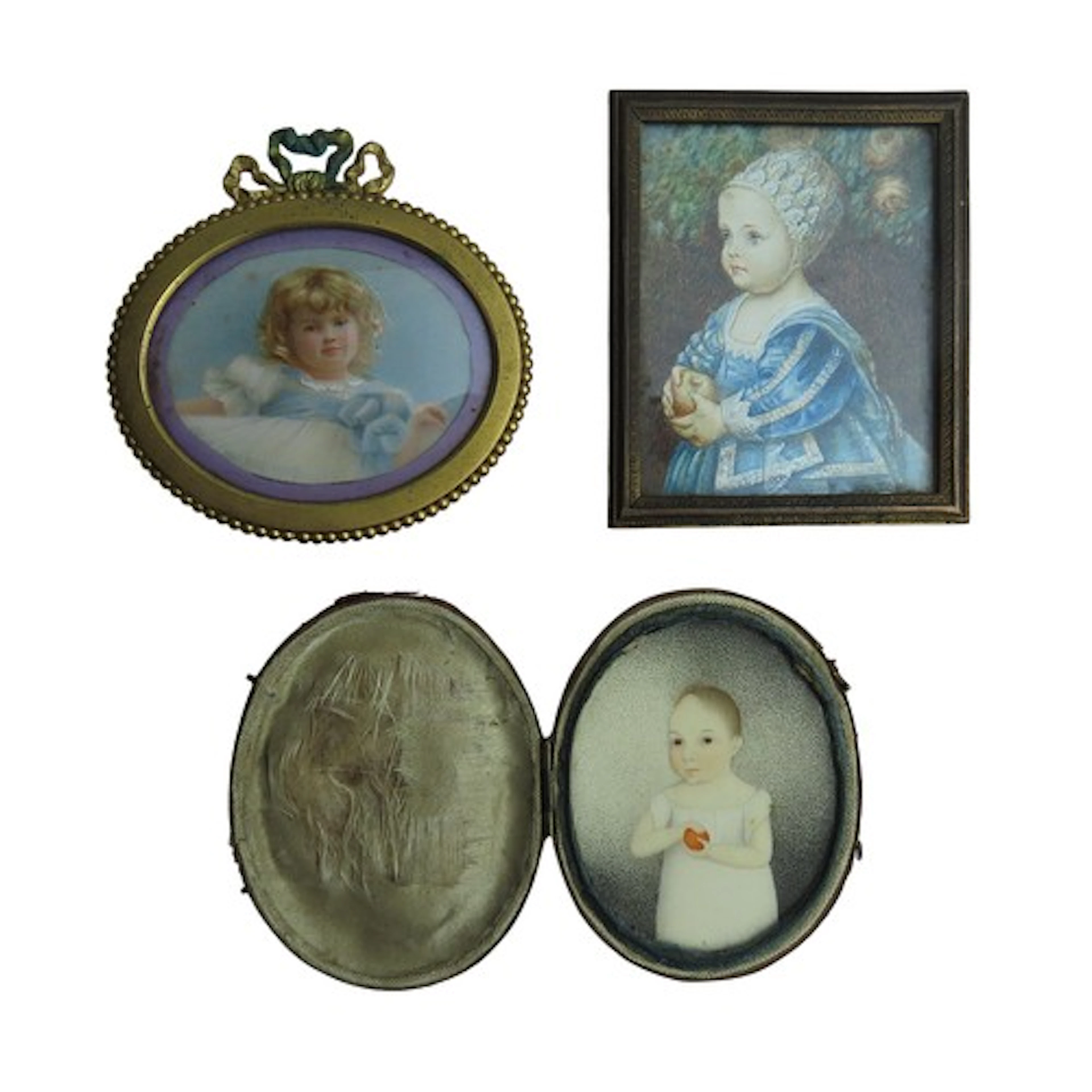 A GROUP OF THREE PORTRAIT MINIATURES ON IVORY PANELS, each d...
