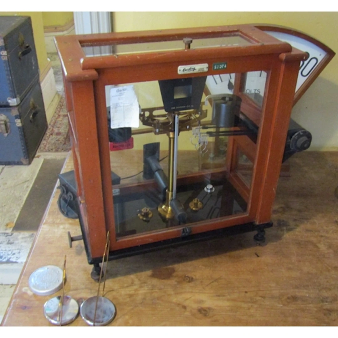 Vintage Mahogany Framed Scientific Scales by Oertling Good O...