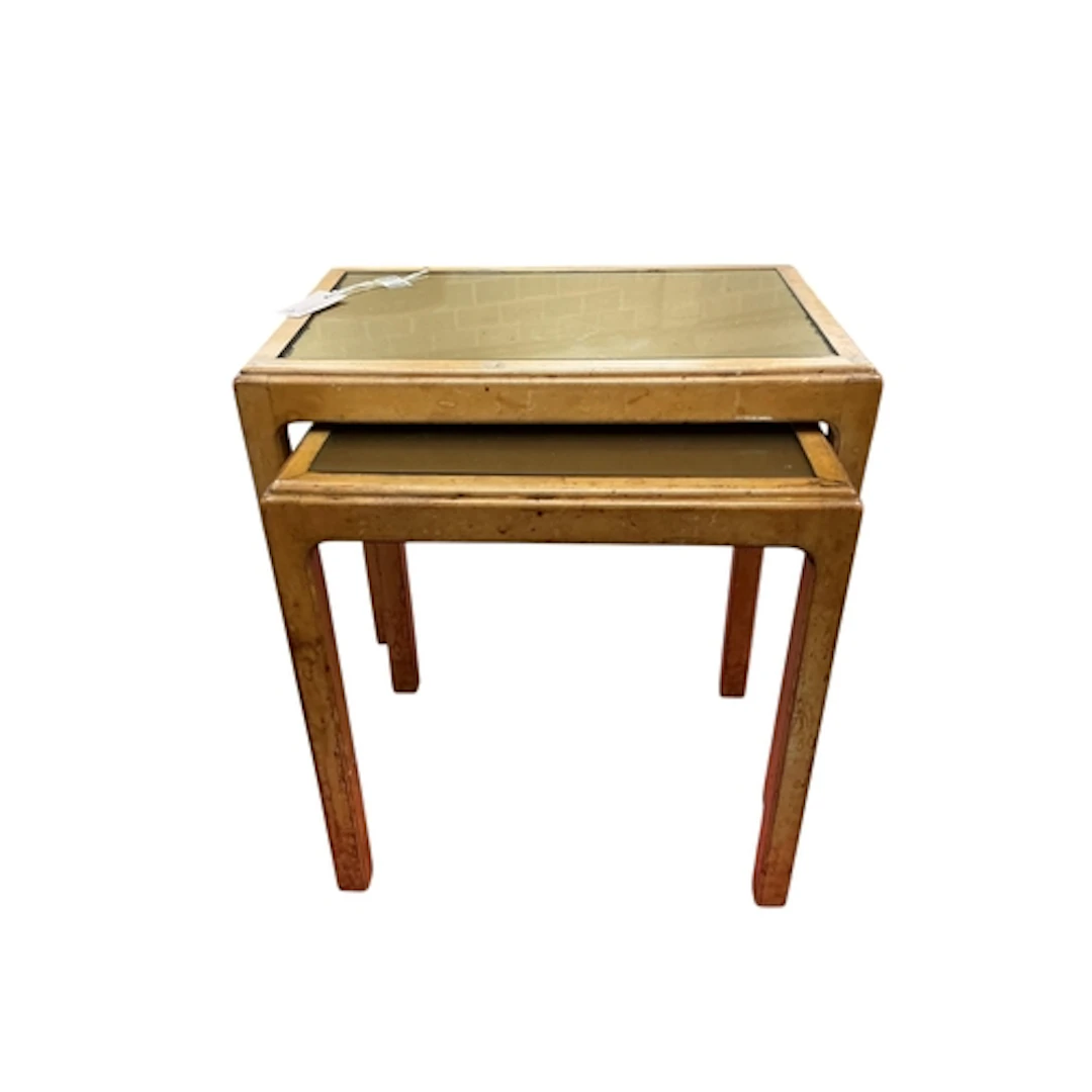A nest of two Art Deco style side tables, width 52cm, depth ...