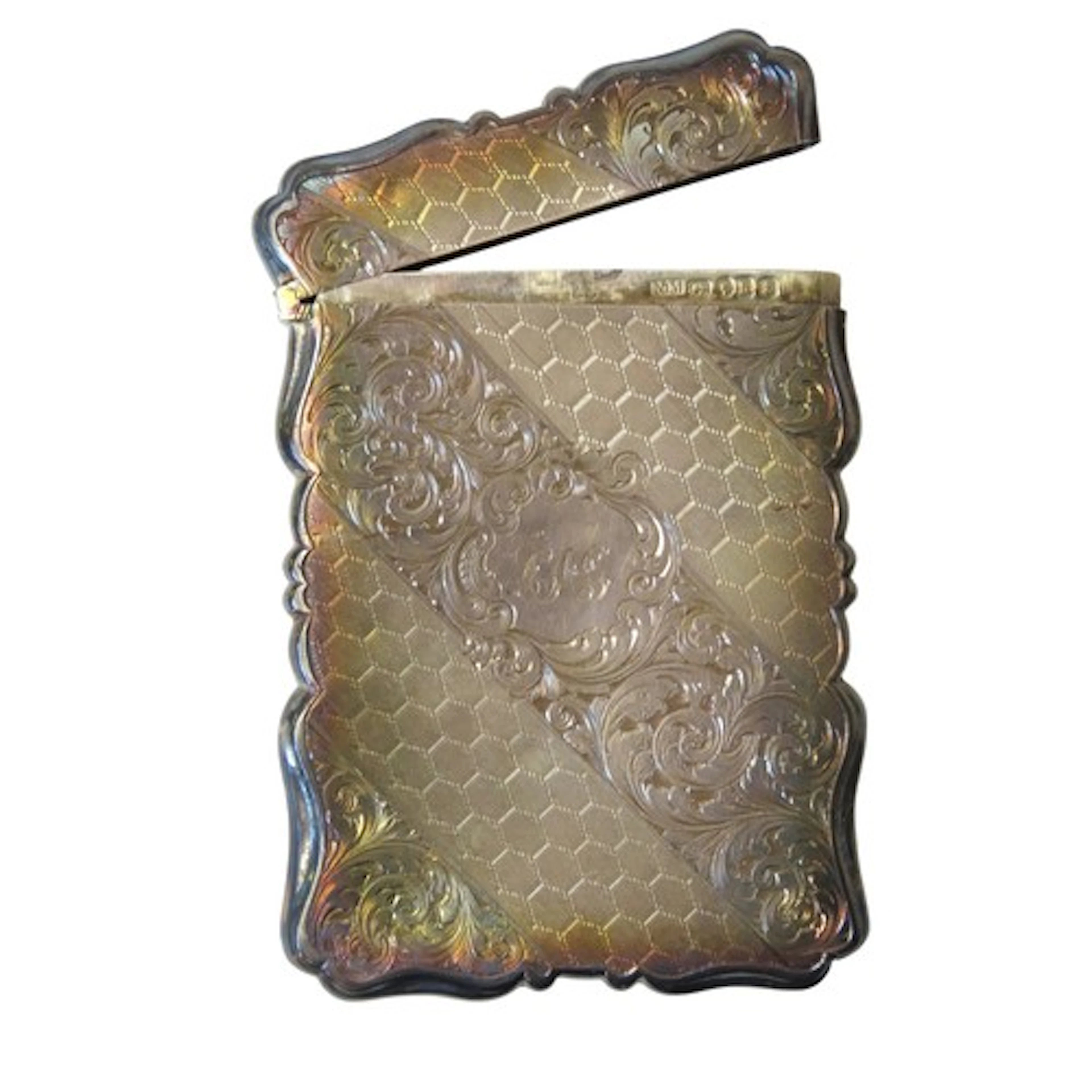 AN EARLY VICTORIAN SILVER CARD CASE BIRMINGHAM 1850 marked f...
