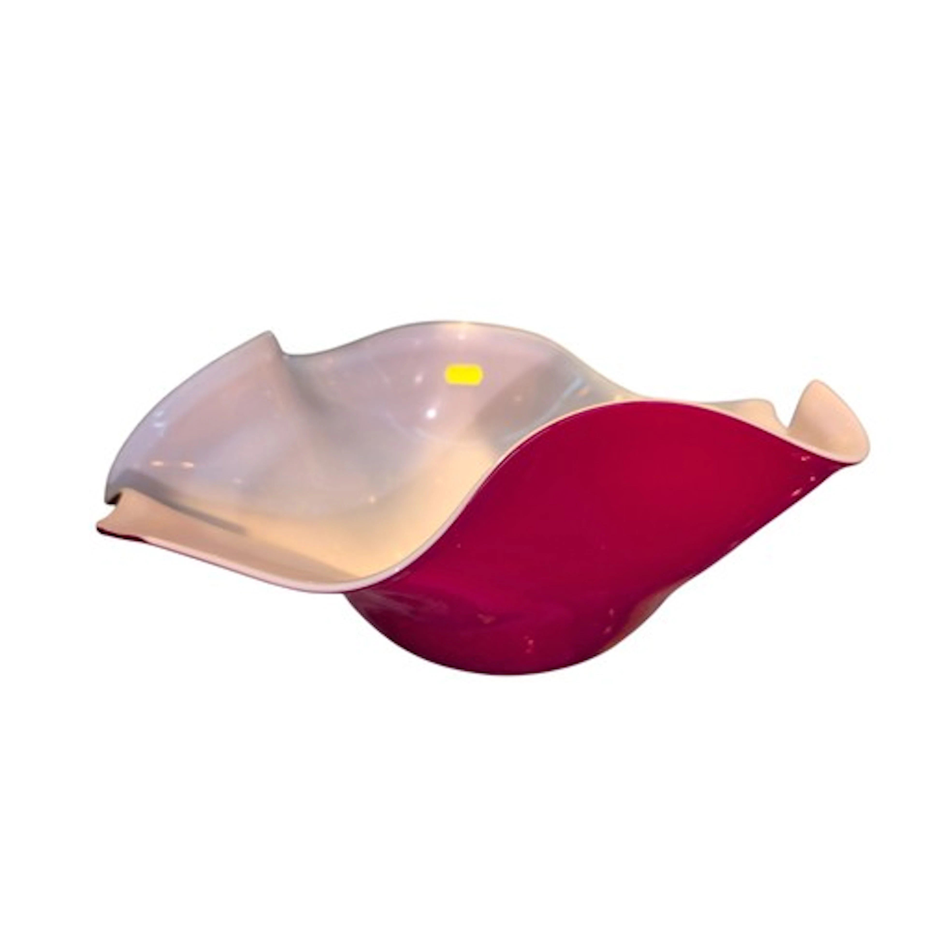 Modern Murano red glass centrepiece dish with white interior...