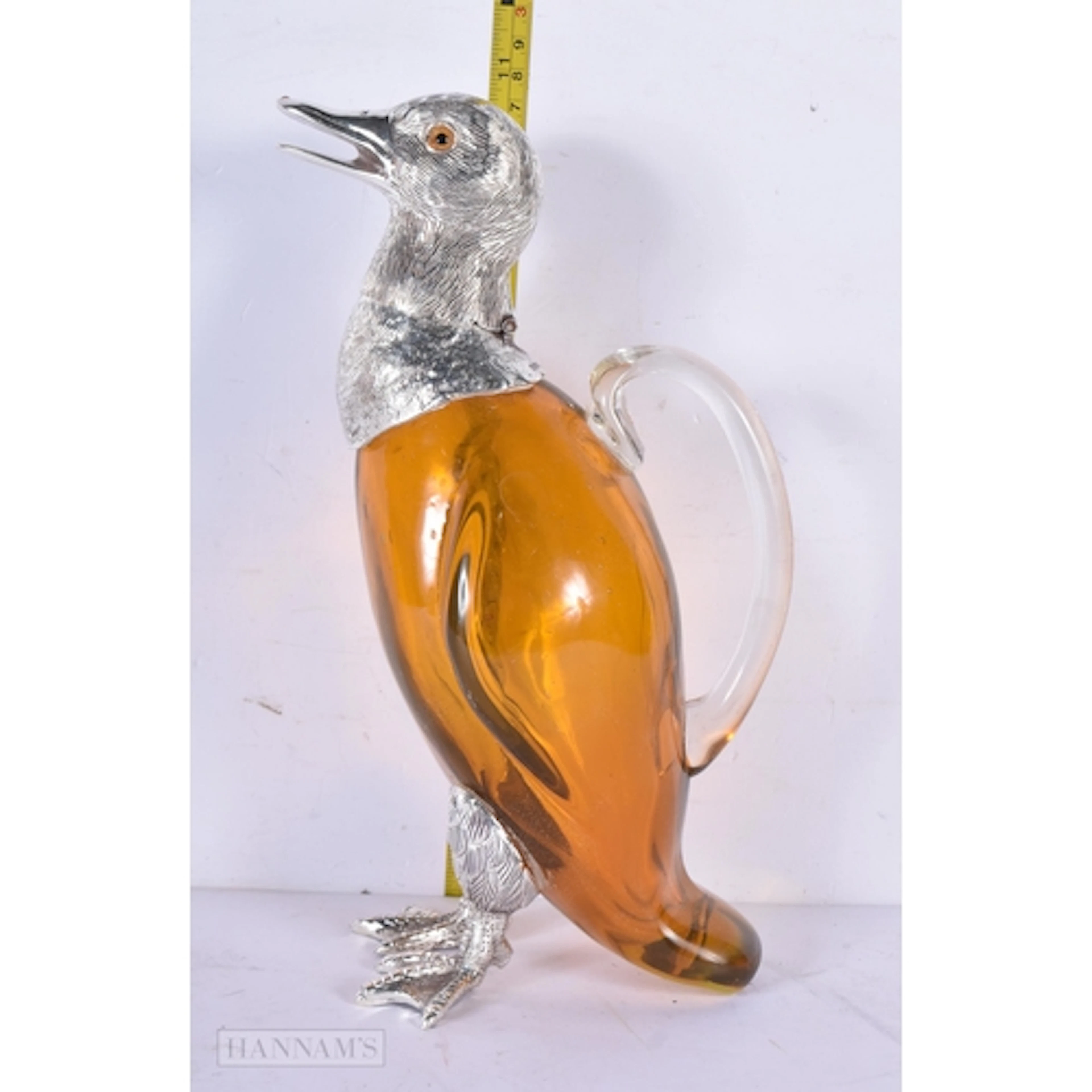 A silver plated Duck Claret jug 28cm