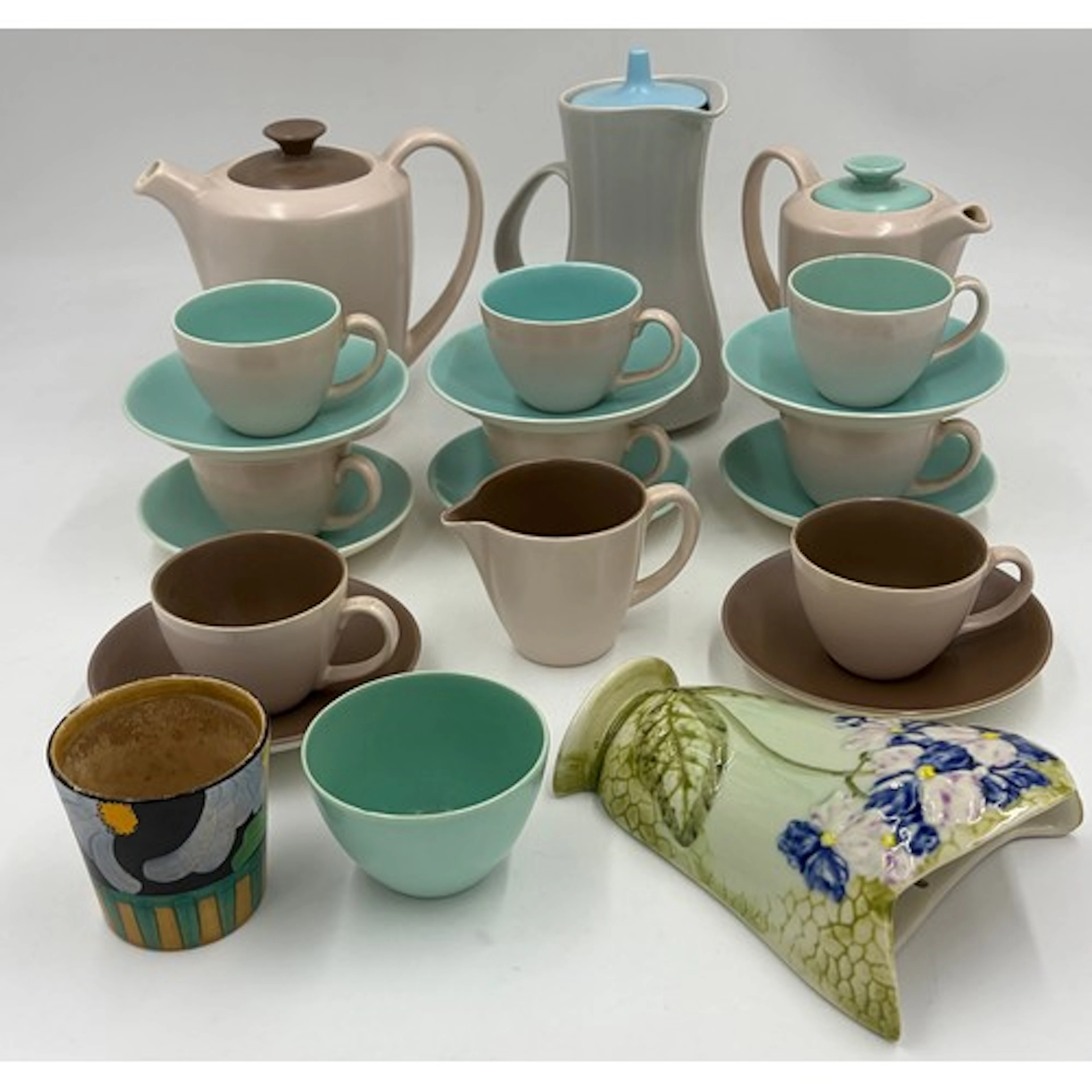 A collection of Poole pottery from the 'Streamline' twin ton...