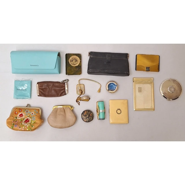 Vintage Handbag table clip/purse hanger, Stratton compact ma...