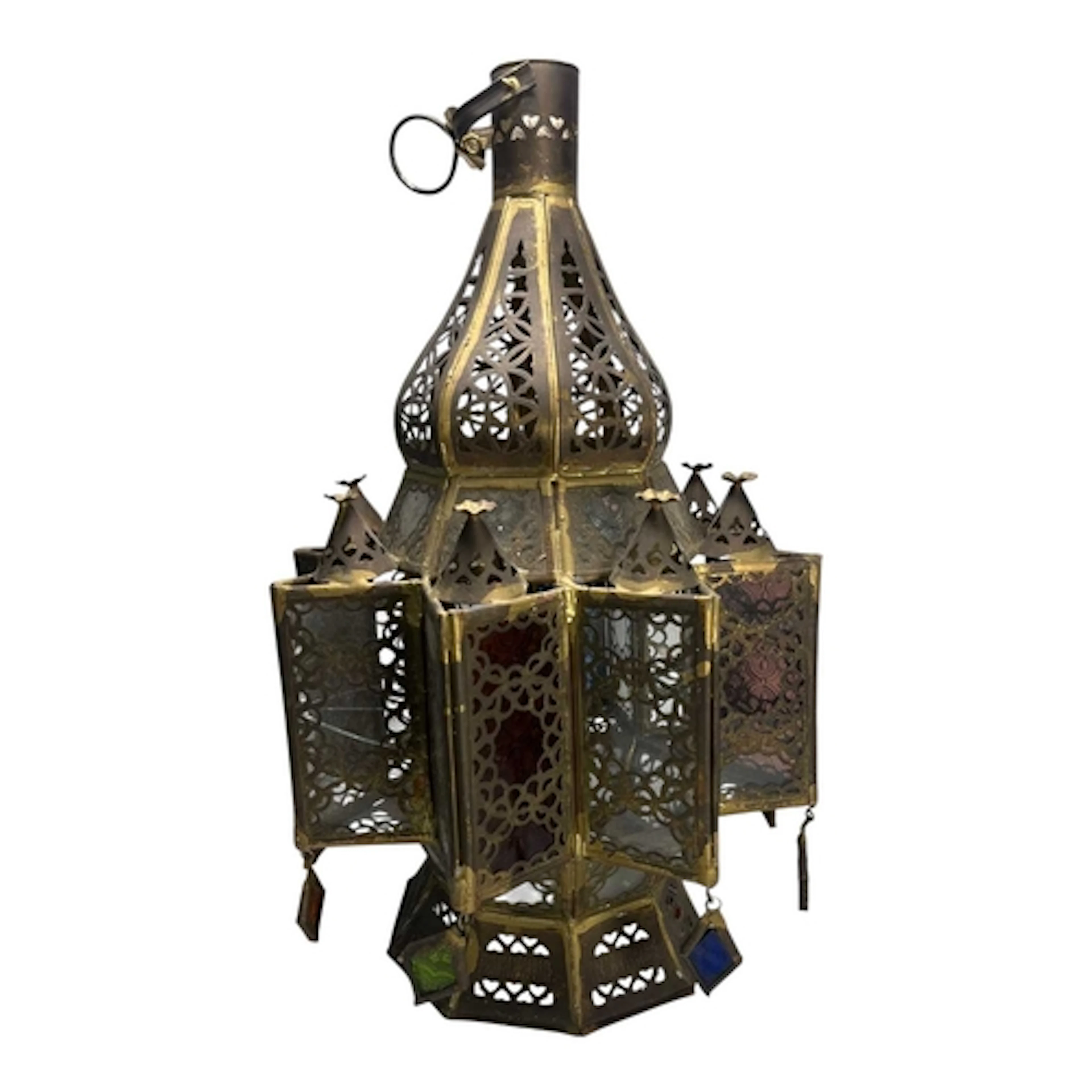 A 20th century Moroccan brass ceiling lantern light. The lan...