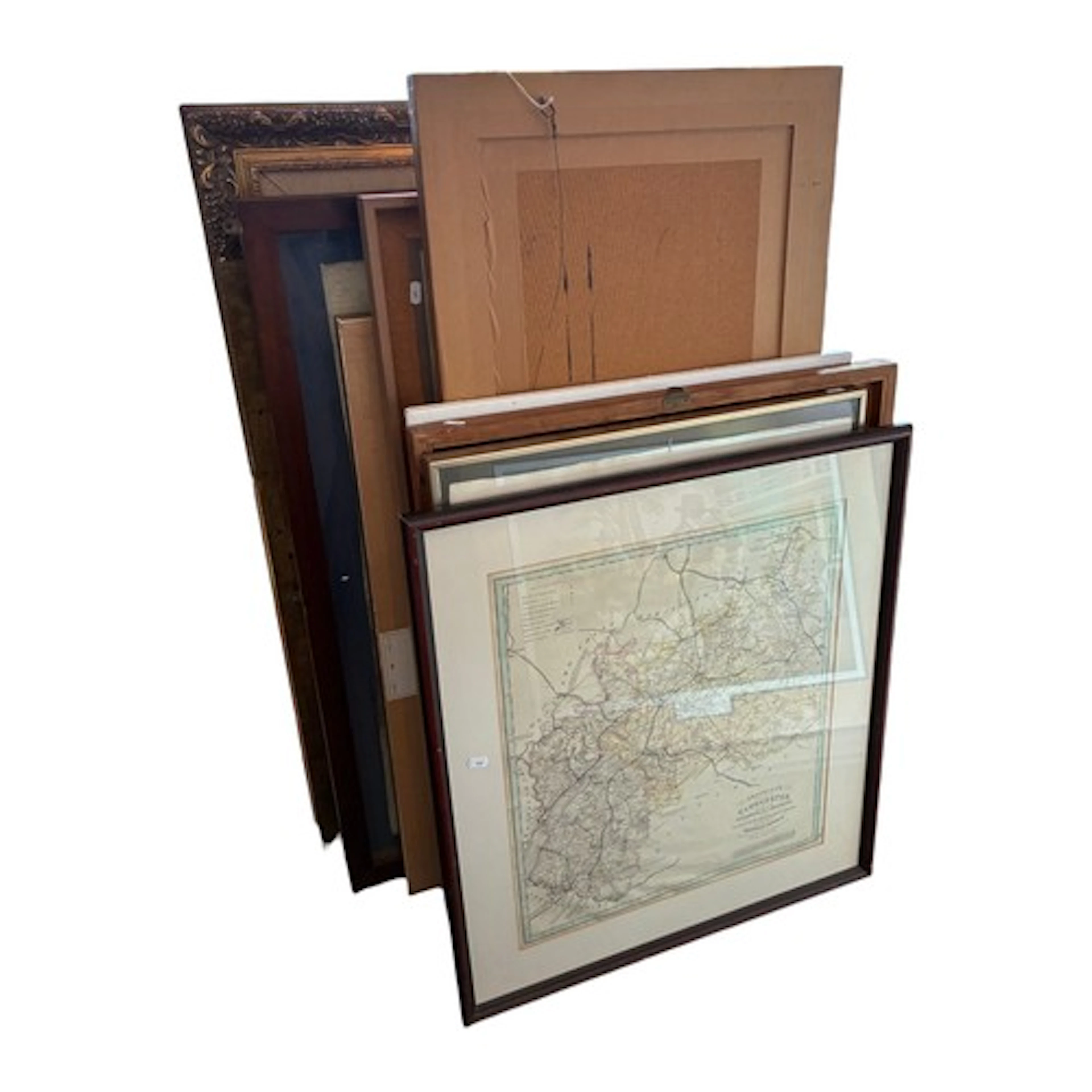 A group of framed works: A Fiehl oleograph after John Consta...