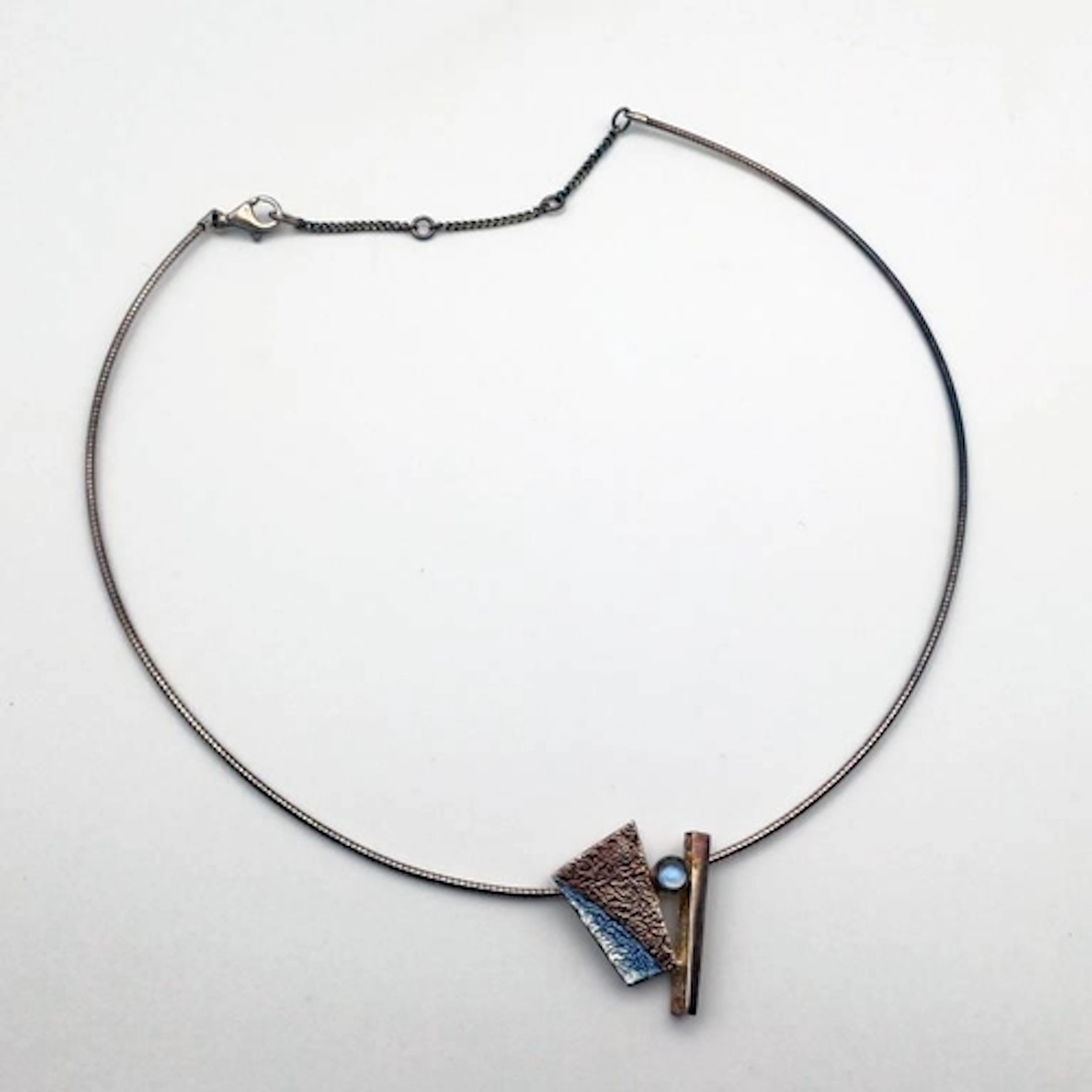 SHEILA FLEET SILVER & ENAMEL STANDING STONES PENDANT SET WIT...