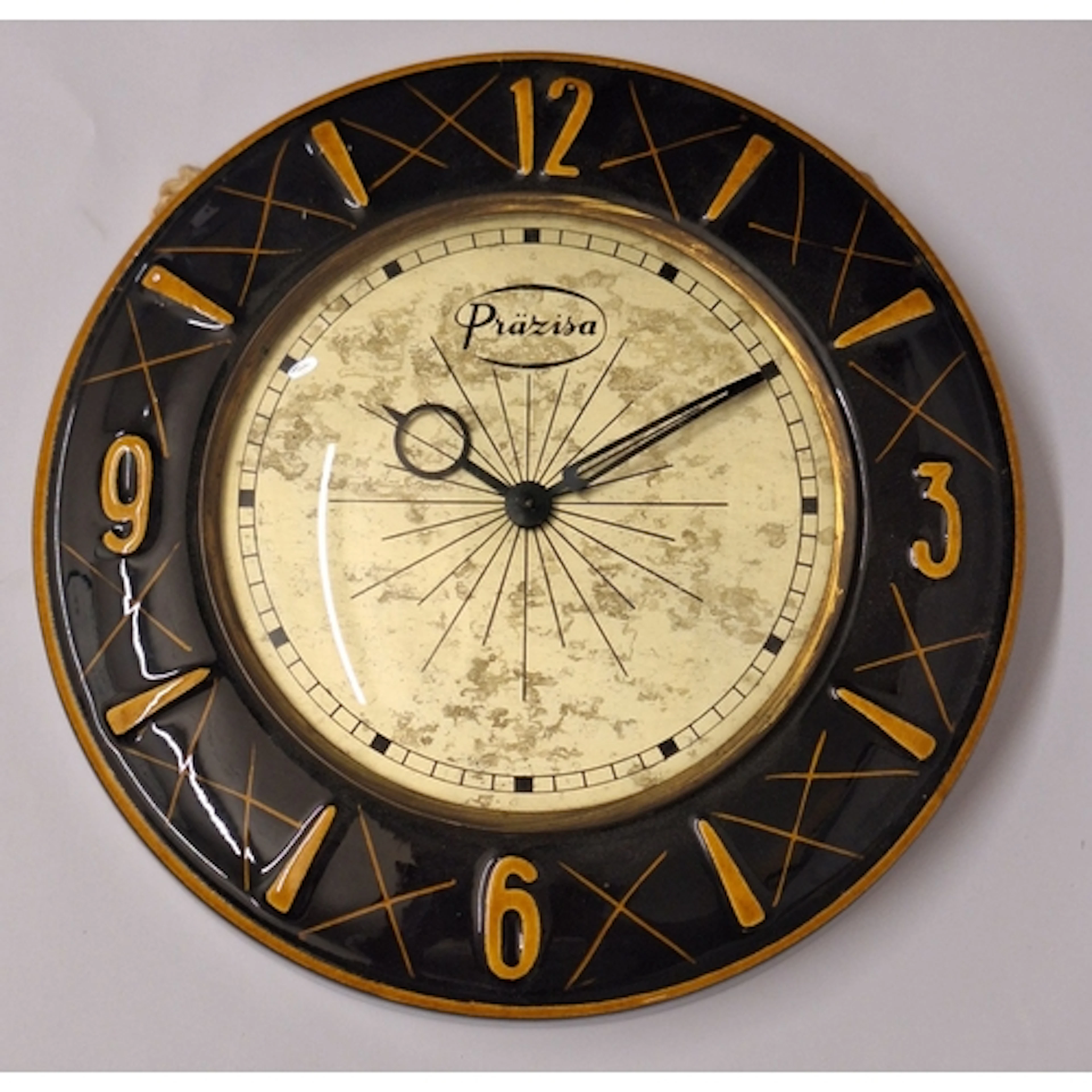Vintage Ceramic West German Wall Clock, wind up movement, by...
