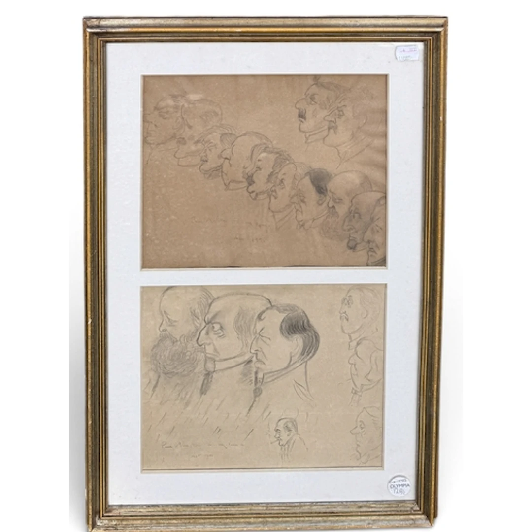 SIR MAX BEERBOHM (1872-1956): CARICATURES Two pencil studies...