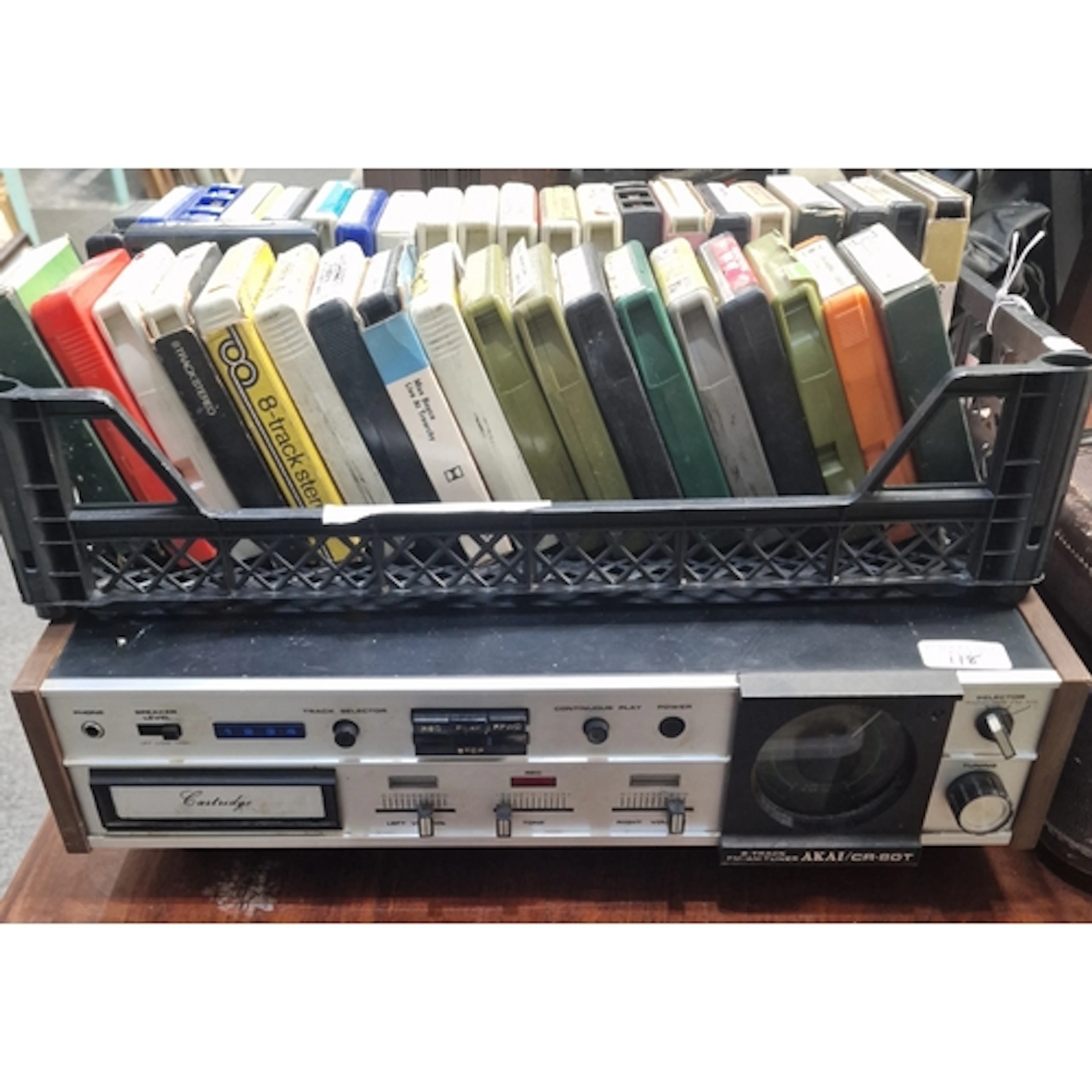Akai CR-80T eight track FM/AM tuner, together with a collect...