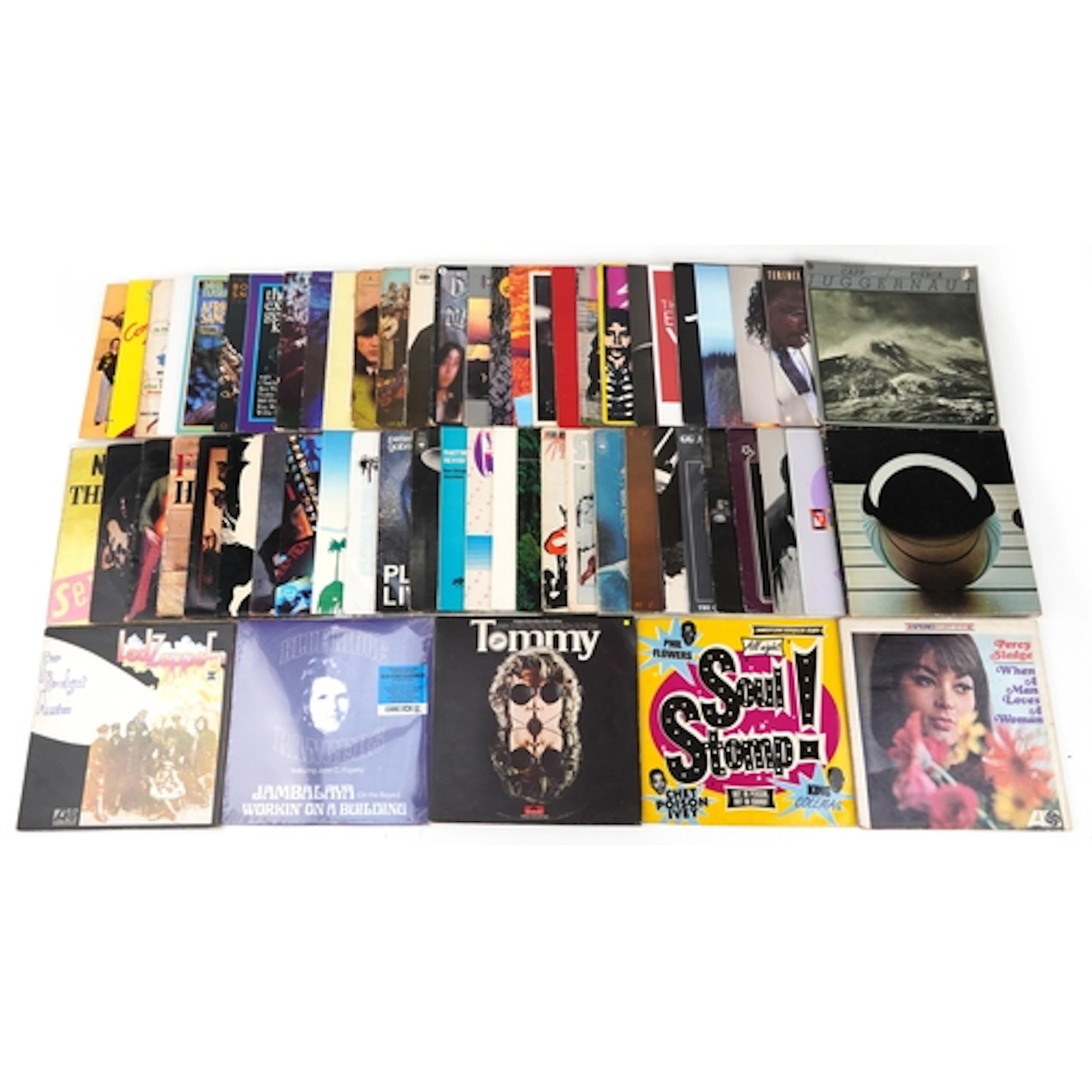 Collection of vinyl LP records including Sex Pistols, Led Ze...